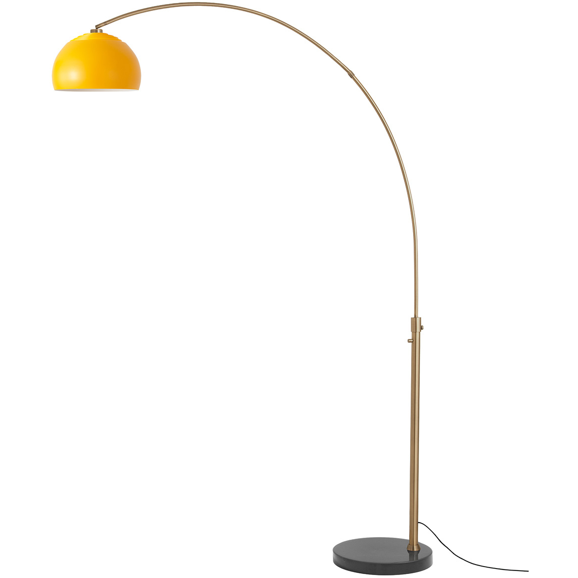 Half Dome 92 inch 14 watt Weathered Brass and Black Marble Arc Floor Lamp Portable Light