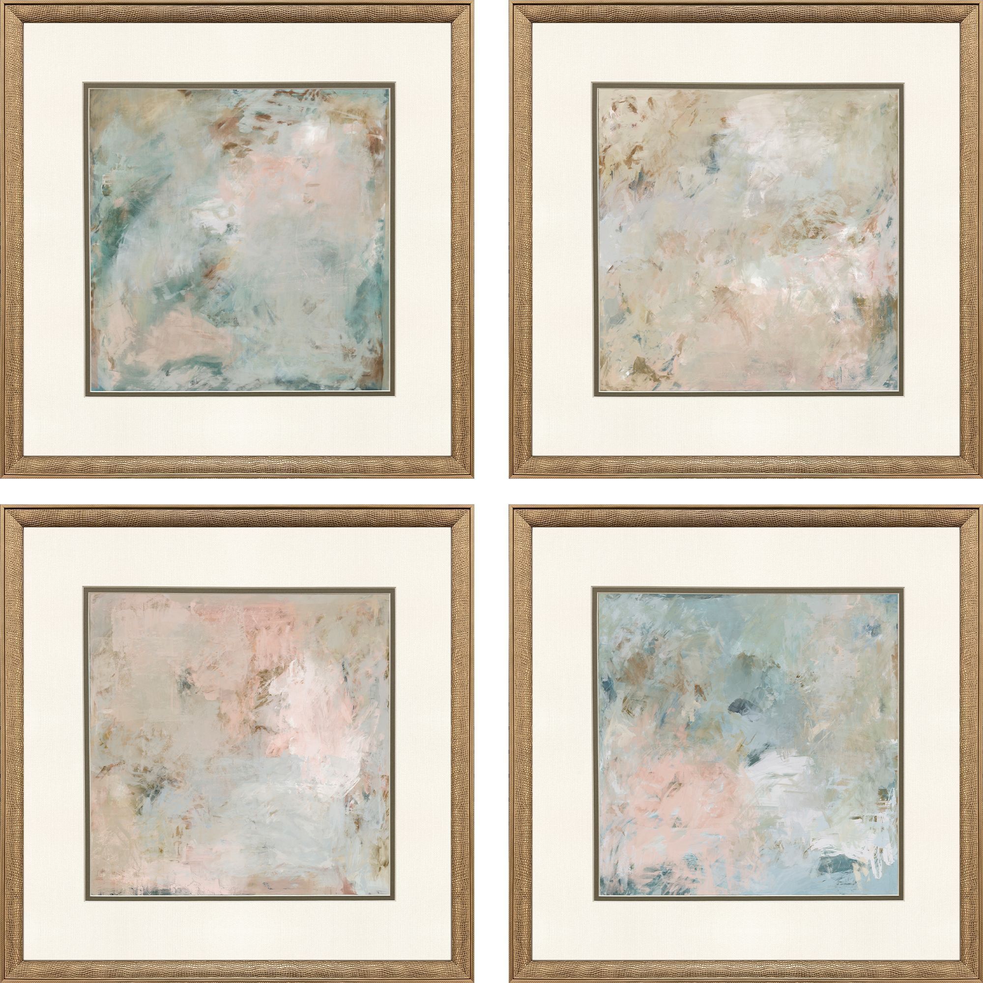 Chateau Beachside Gray and Green and Multi and Pink Framed Art