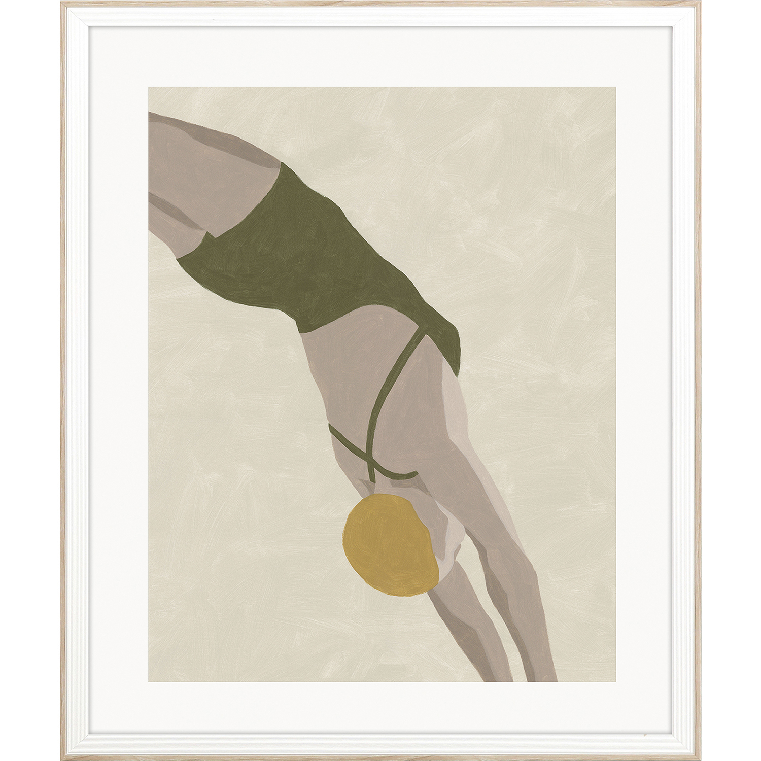 Dive / Plunge Green and Beige and Brown and Neutral Framed Art