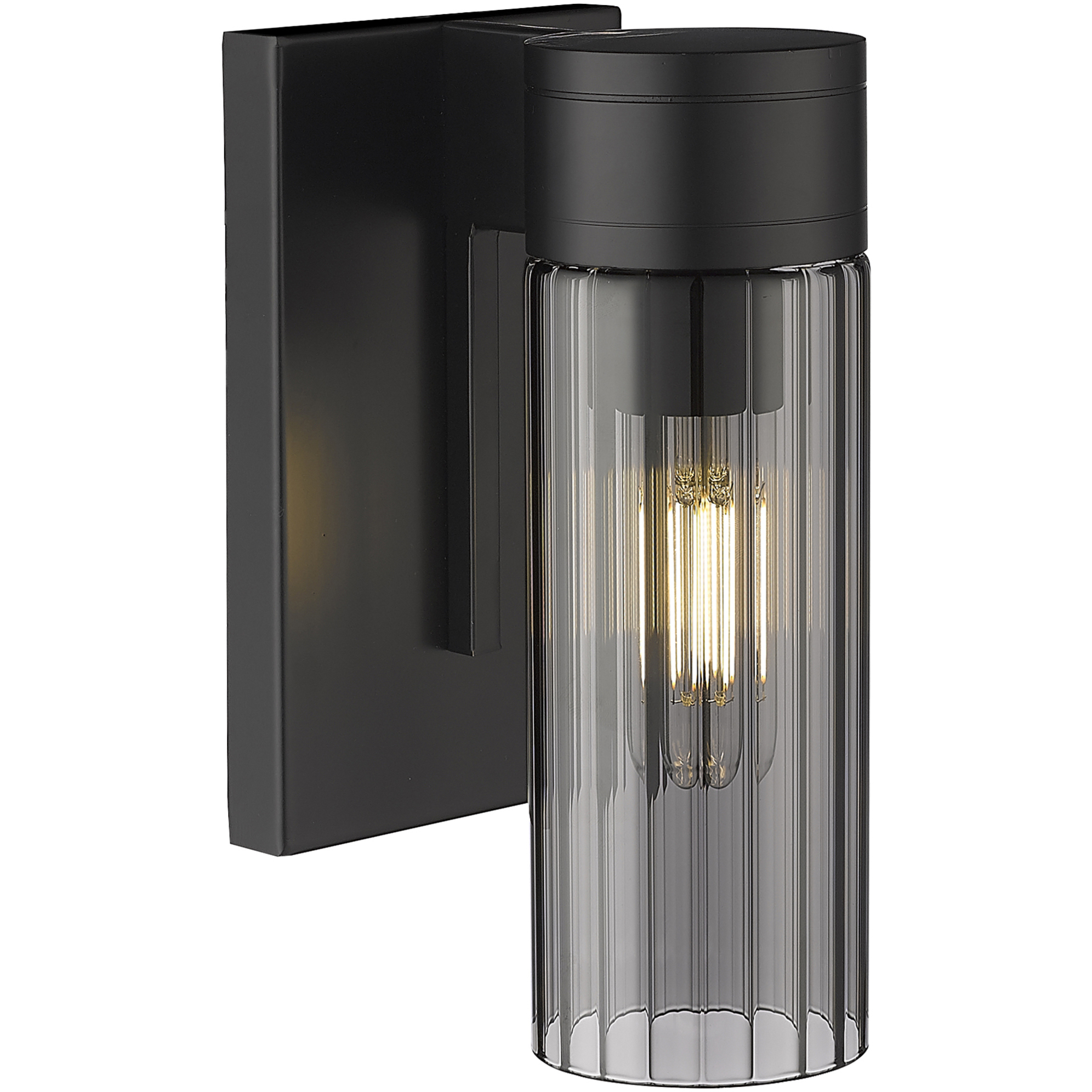 Empire 1 Light 3.13 inch Matte Black Sconce Wall Light in Plated Smoke Glass