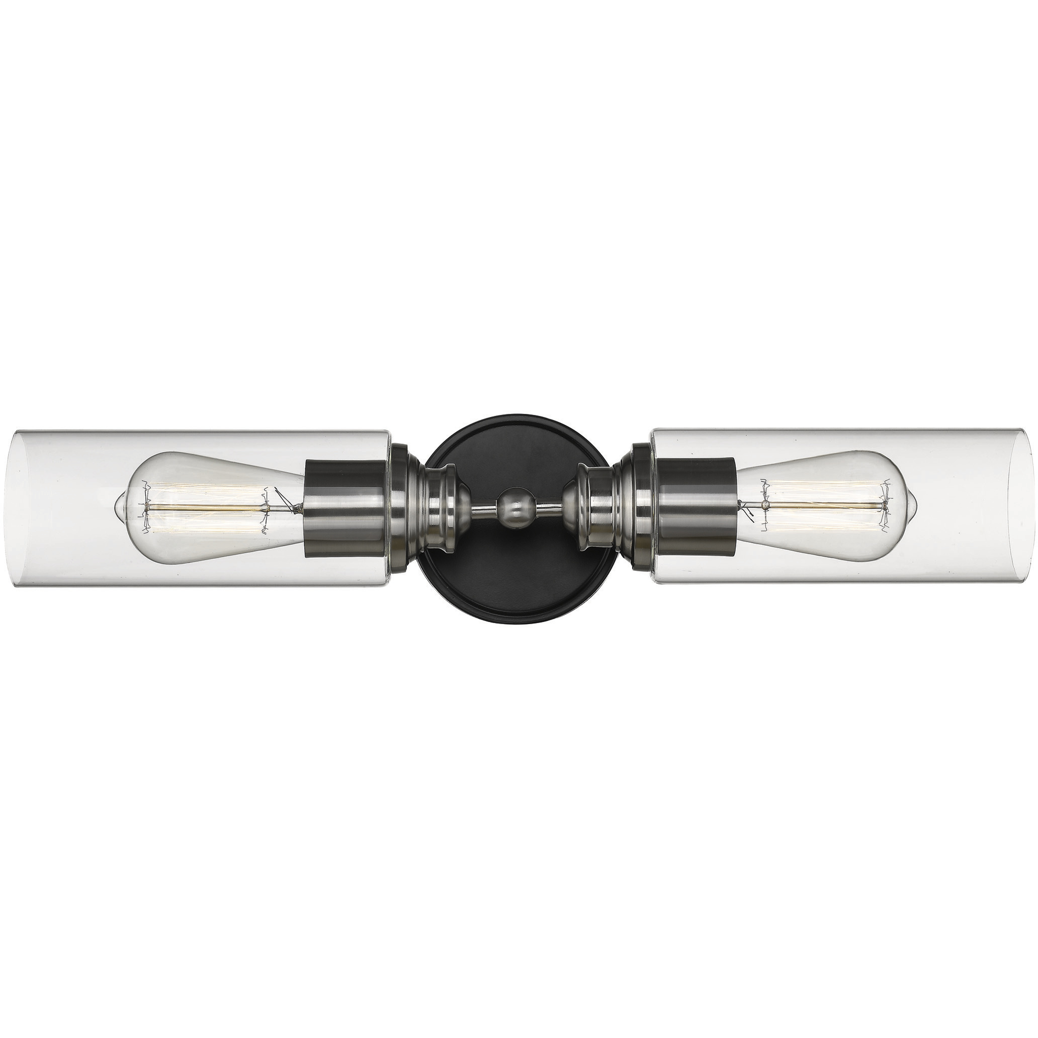 None 2 Light 22.5 inch Matte Black/Brushed Nickel Bathroom Vanity Light Wall Light