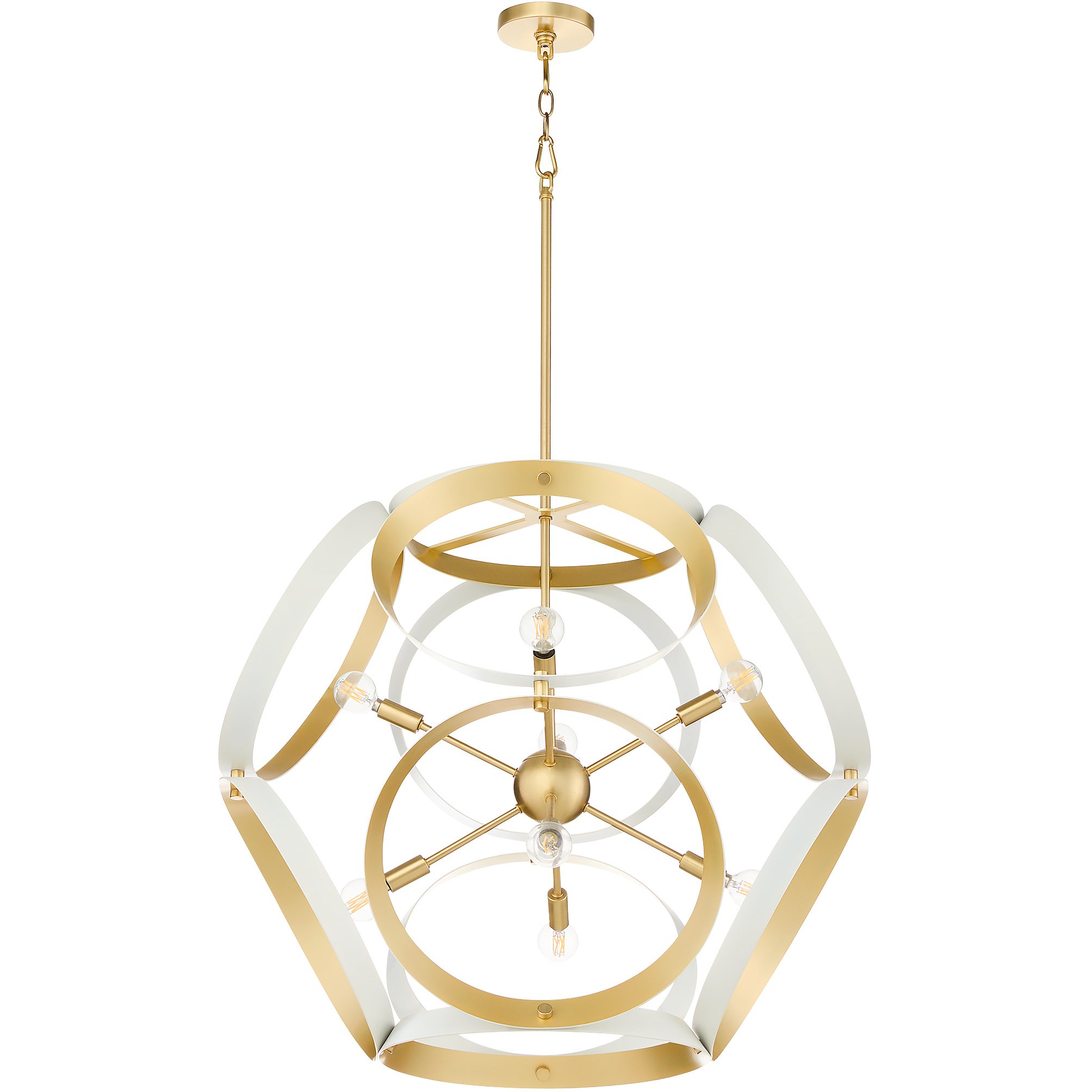 Domain 8 Light 30 inch Studio White and Aged Brass Pendant Ceiling Light