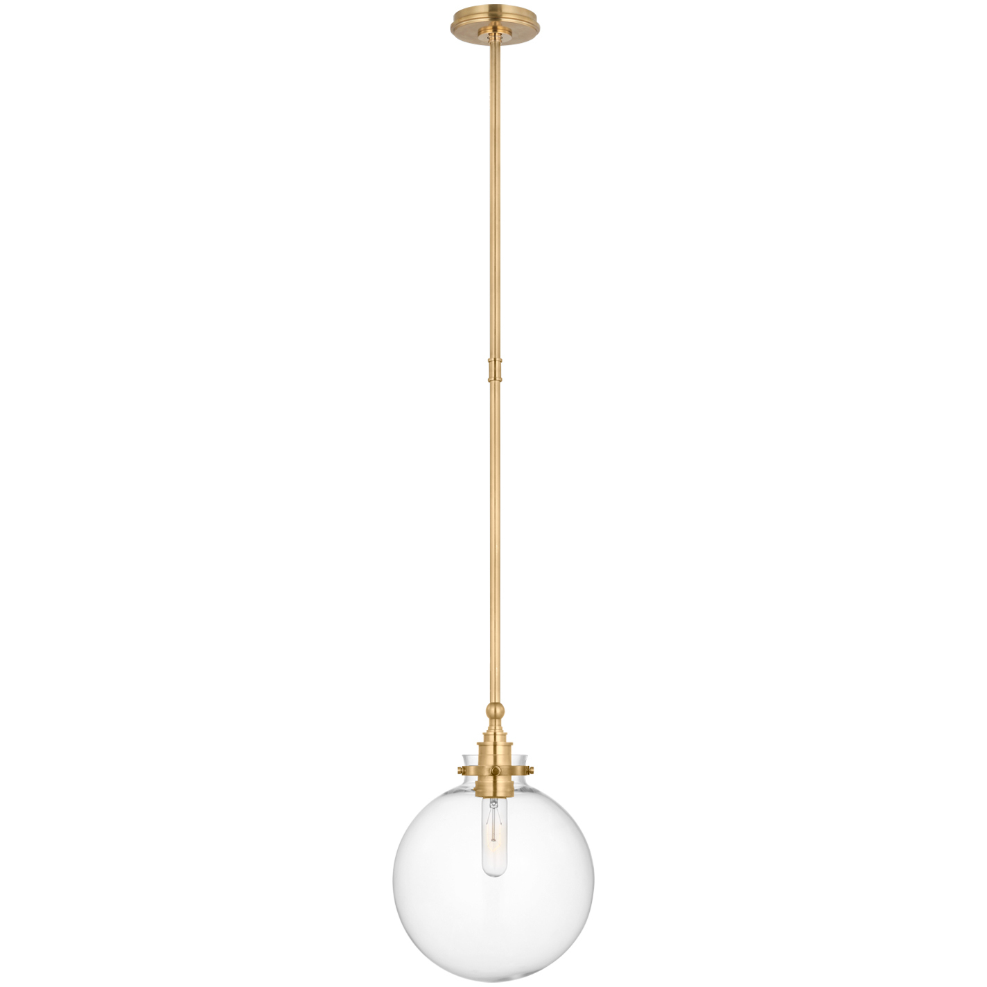 Chapman & Myers Parkington LED 10 inch Antique-Burnished Brass Globe Pendant Ceiling Light in Clear Glass