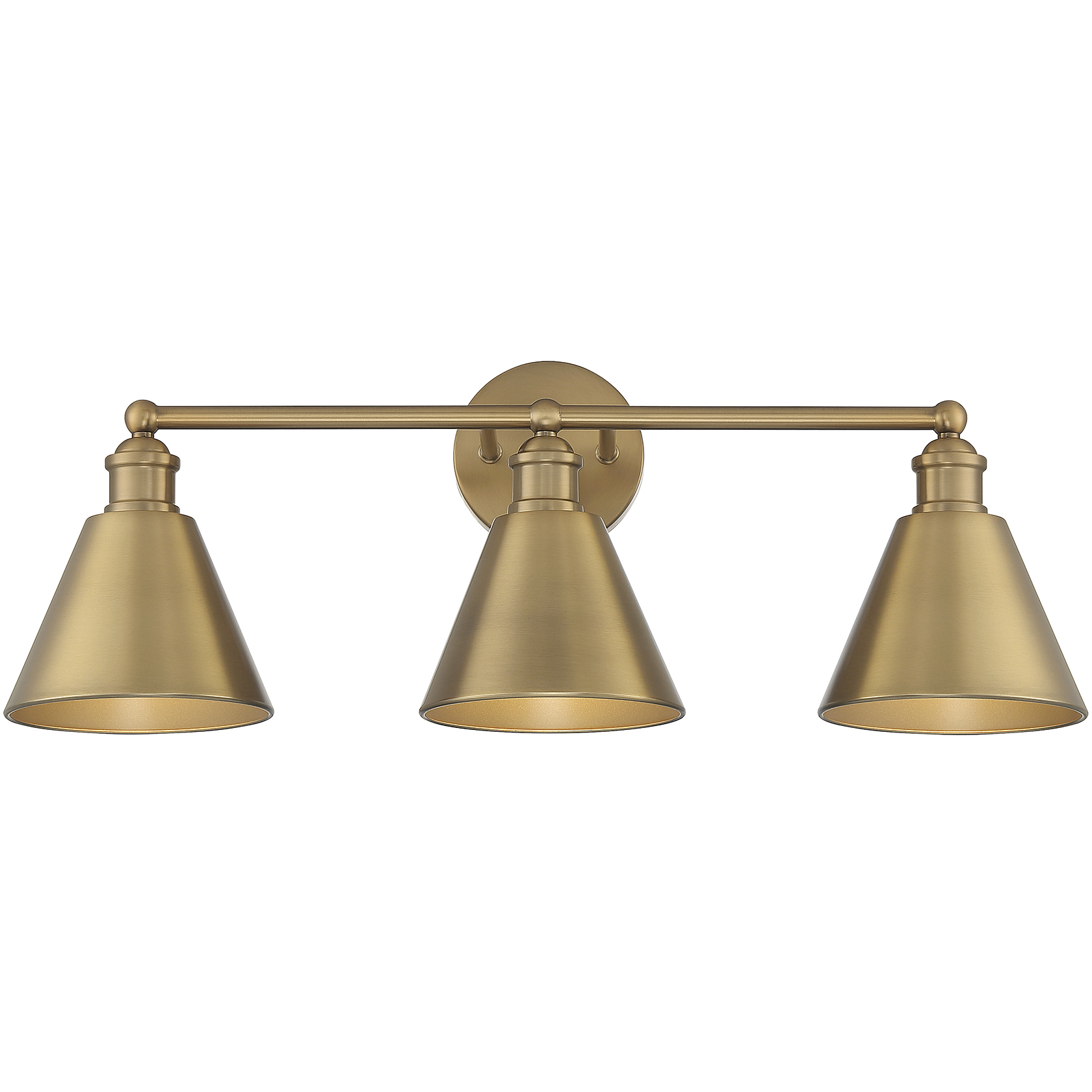 Modern Farmhouse 3 Light 27 inch Natural Brass Bathroom Vanity Light Wall Light