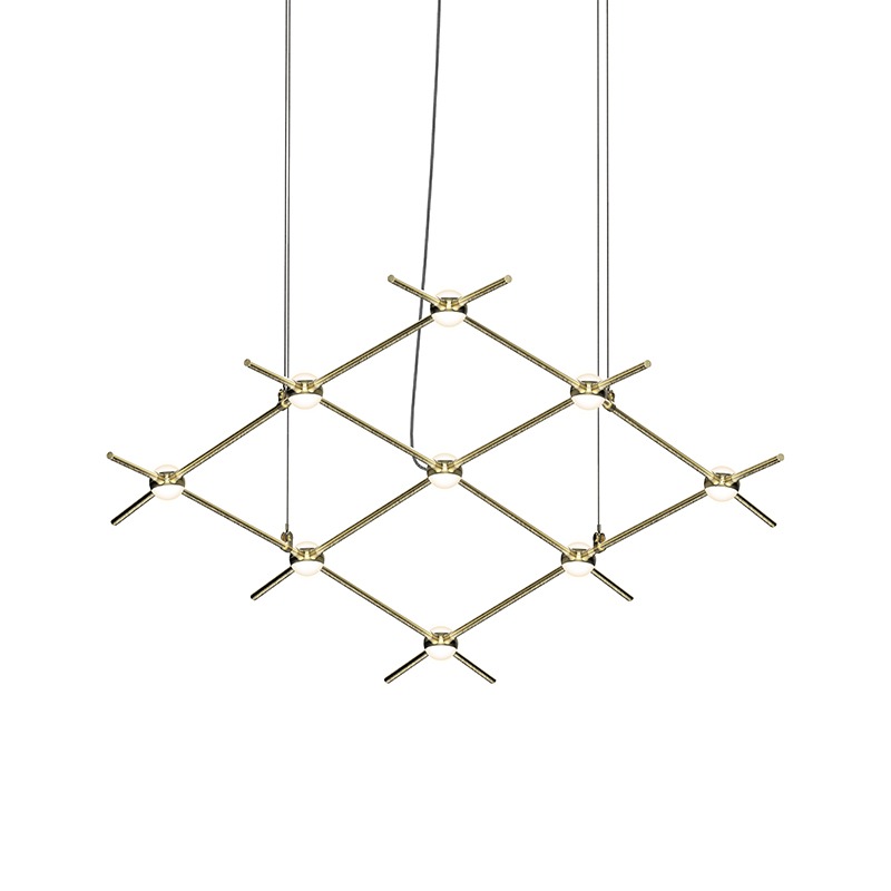 Constellation Aquarius Minor LED 66.75 inch Satin Brass Chandelier Ceiling Light in 3000K, White Optical Acrylic, 10 FT. Cord