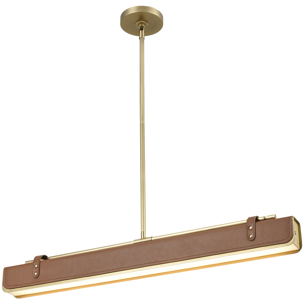 Valise LED 2.5 inch Vintage Brass/Cognac Leather Pendant Ceiling Light