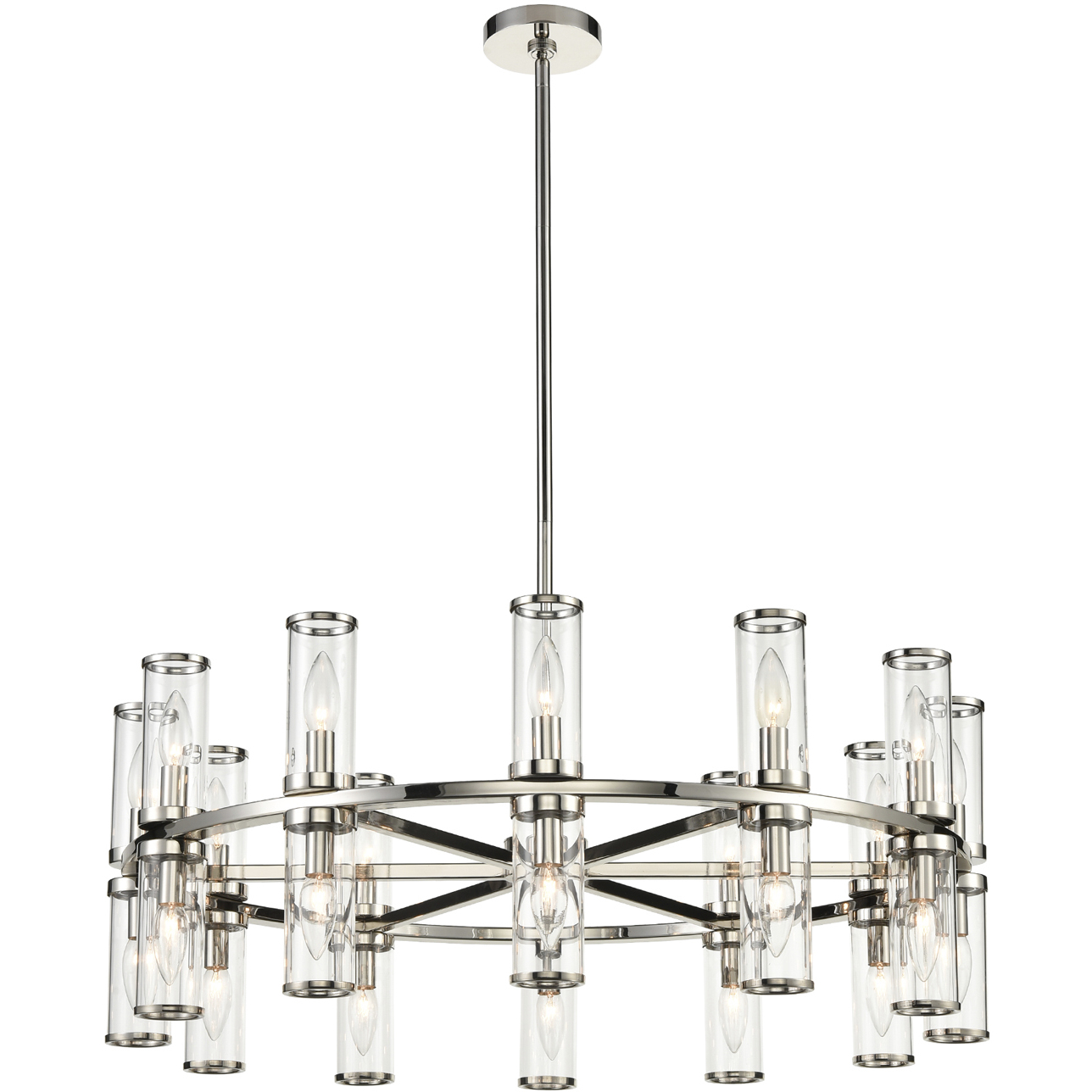 Revolve 24 Light 32.75 inch Clear Glass/Polished Nickel Chandelier Ceiling Light