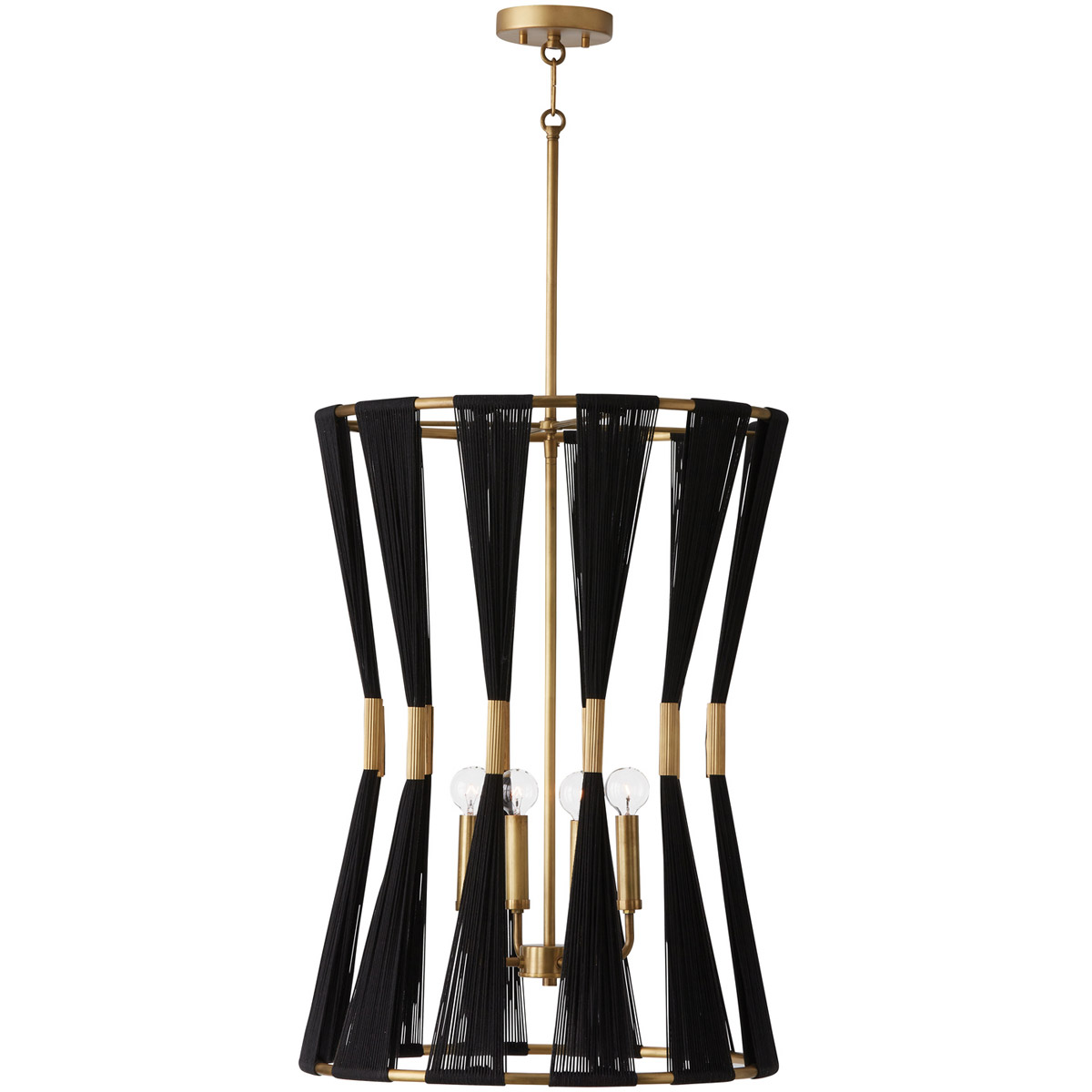 Bianca 4 Light 19.5 inch Black Rope and Patinaed Brass Foyer Light Ceiling Light