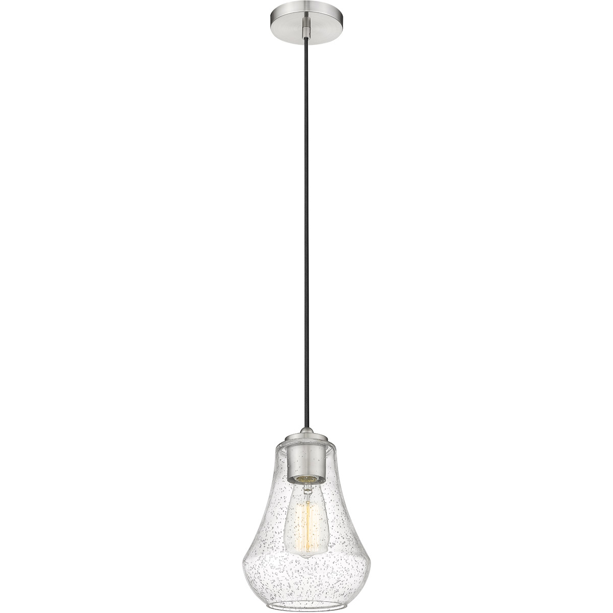 Fairfield LED 7 inch Brushed Satin Nickel Mini Pendant Ceiling Light in Seedy Glass