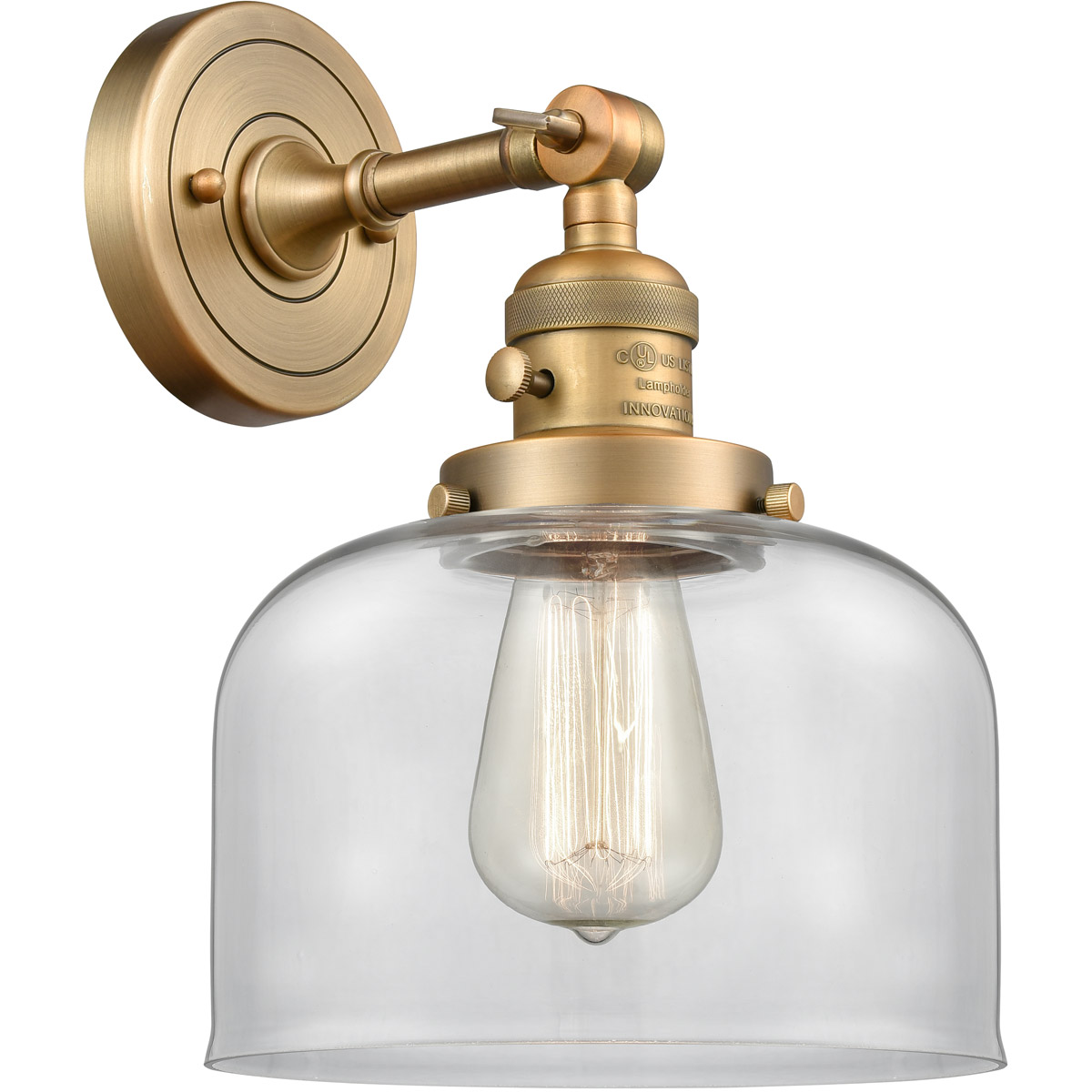 Franklin Restoration Large Bell LED 8 inch Brushed Brass Sconce Wall Light, Franklin Restoration