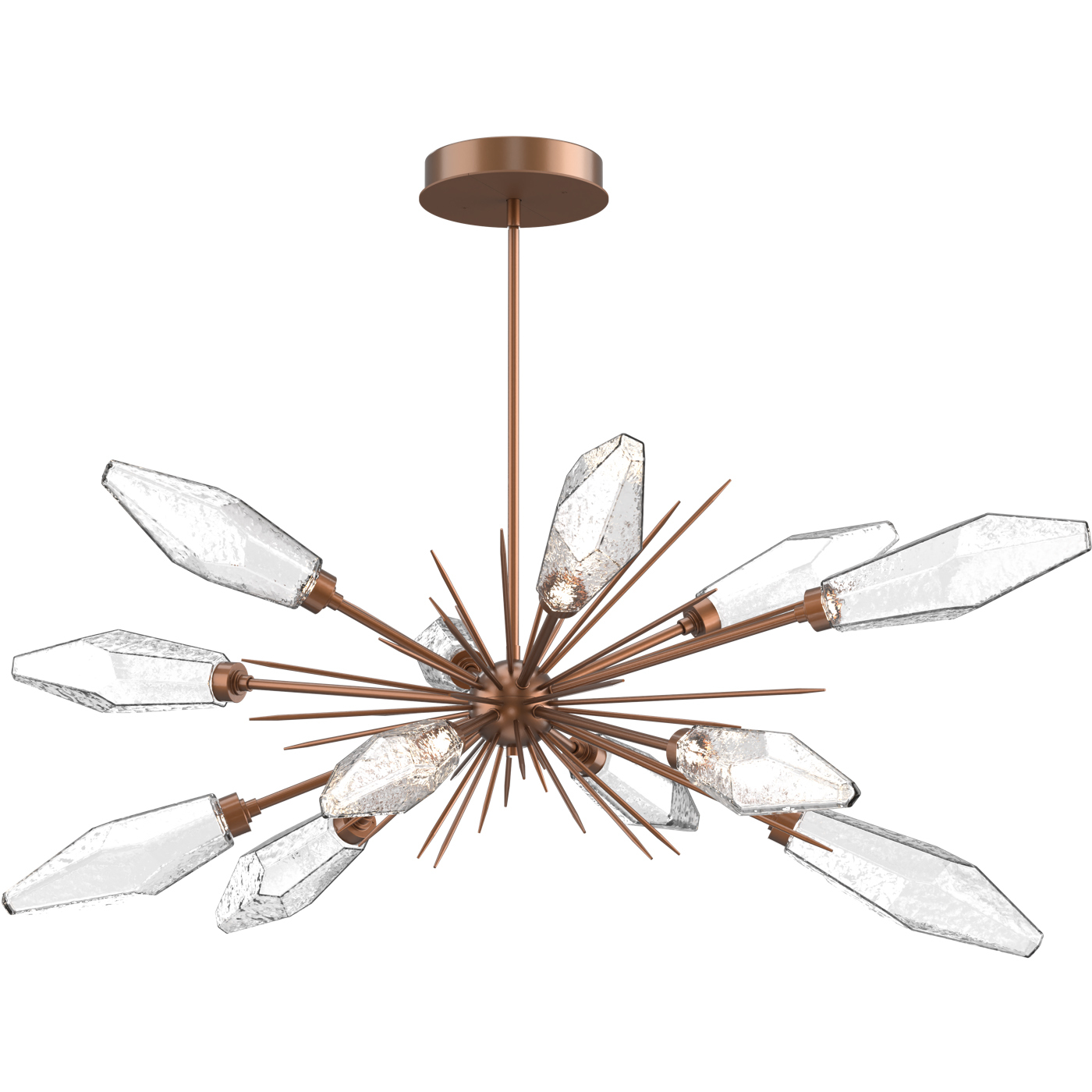 Rock Crystal LED 53.4 inch Burnished Bronze Linear Pendant Ceiling Light in Chilled Clear, 2700K LED, Oval Starburst