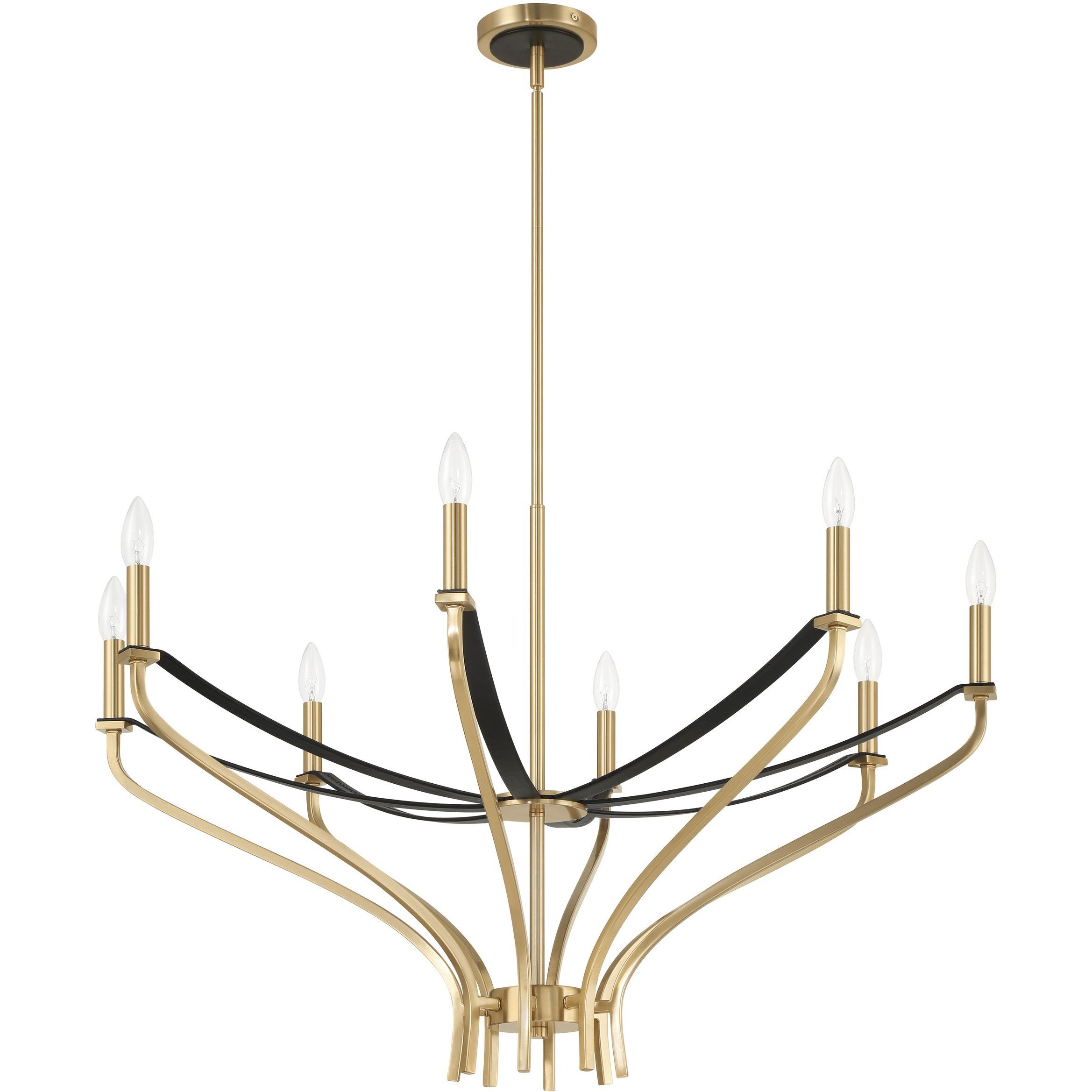 Sussex 8 Light 36.5 inch Champagne Gold and Black Chandelier Ceiling Light