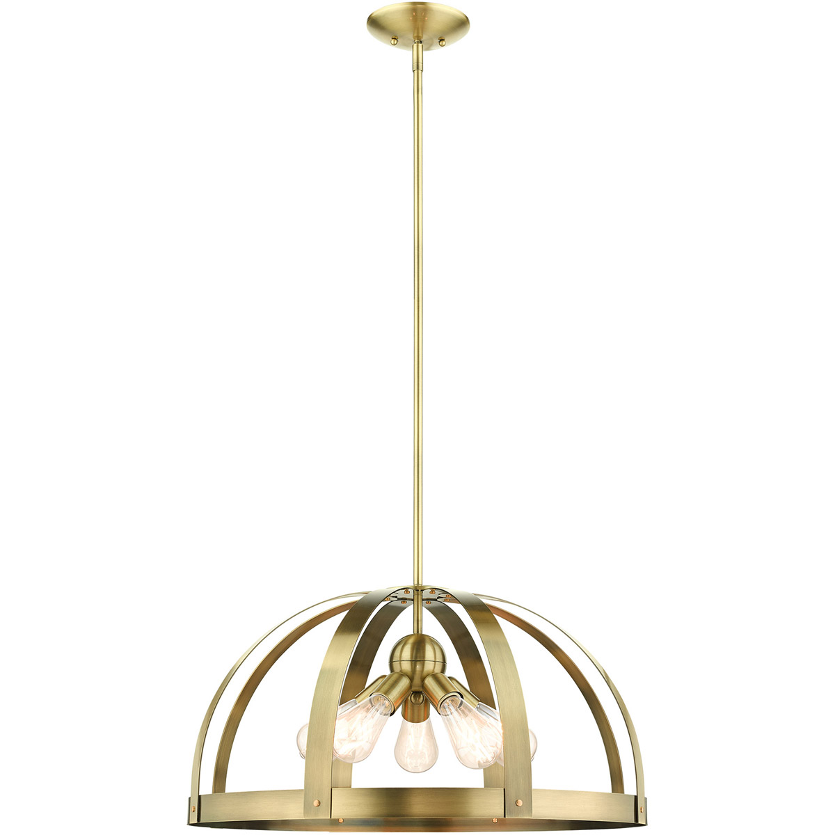 Stoneridge 5 Light 24 inch Antique Brass with Satin Brass Accents Pendant Chandelier Ceiling Light