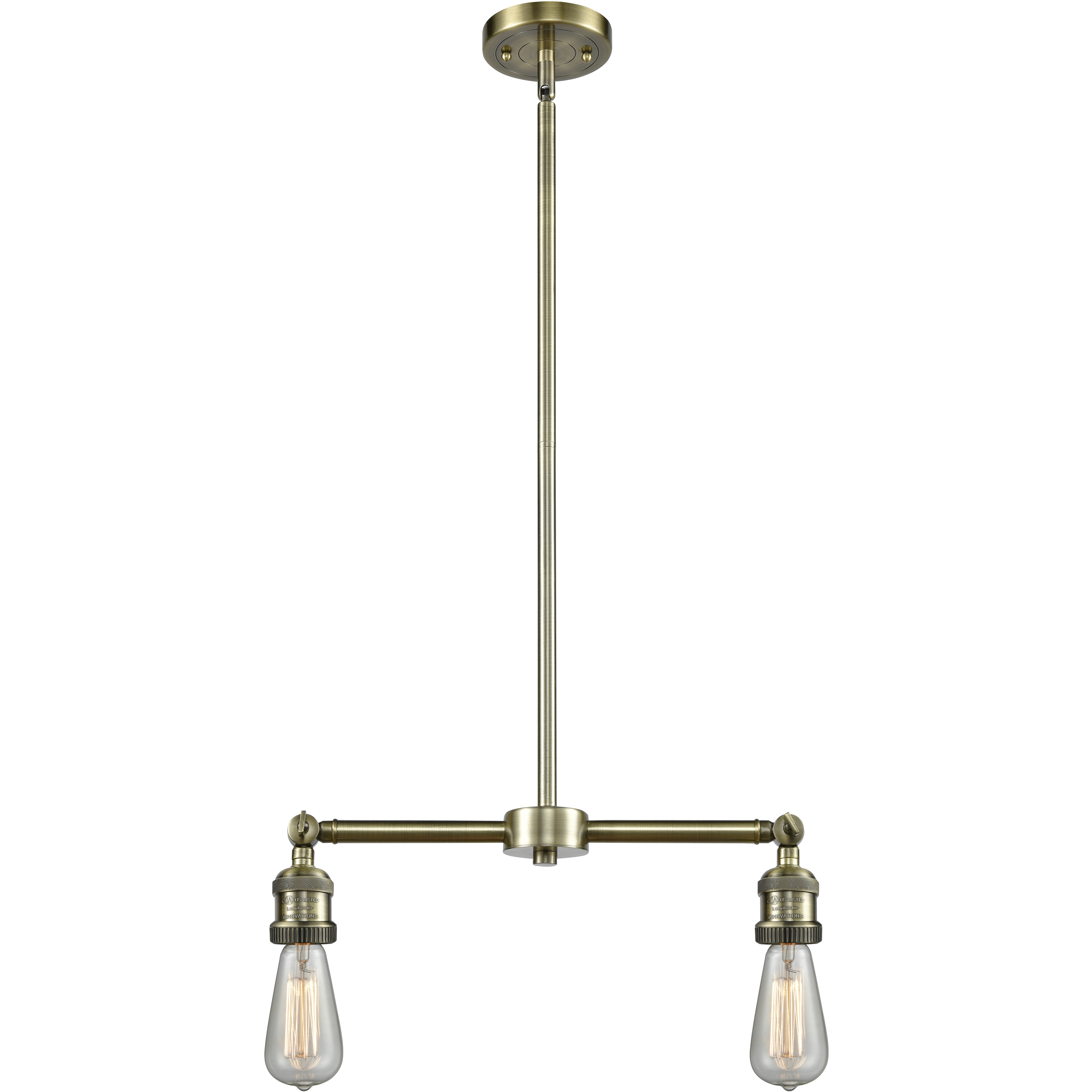 Bare Bulb 3 Light 8 inch Antique Brass Island Light Ceiling Light