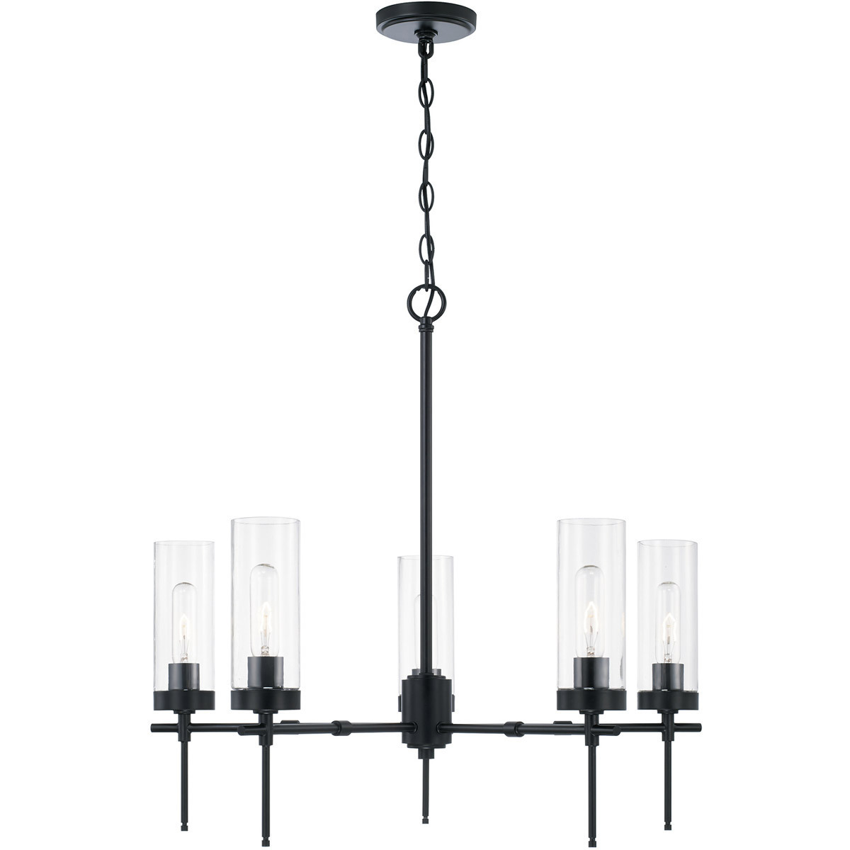 Elijah 5 Light 27.5 inch Matte Black Chandelier Ceiling Light