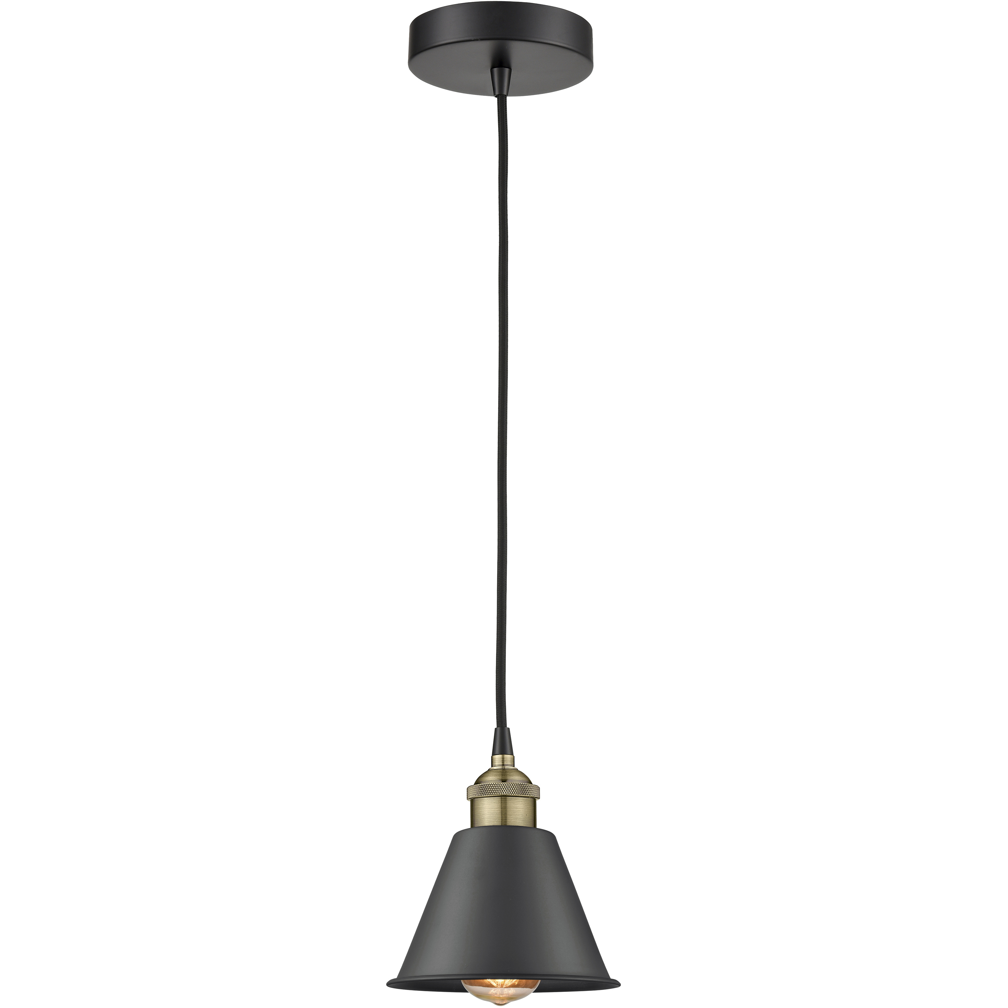 Smithfield 1 Light 6.5 inch Black Antique Brass Mini Pendant Ceiling Light in Matte Black