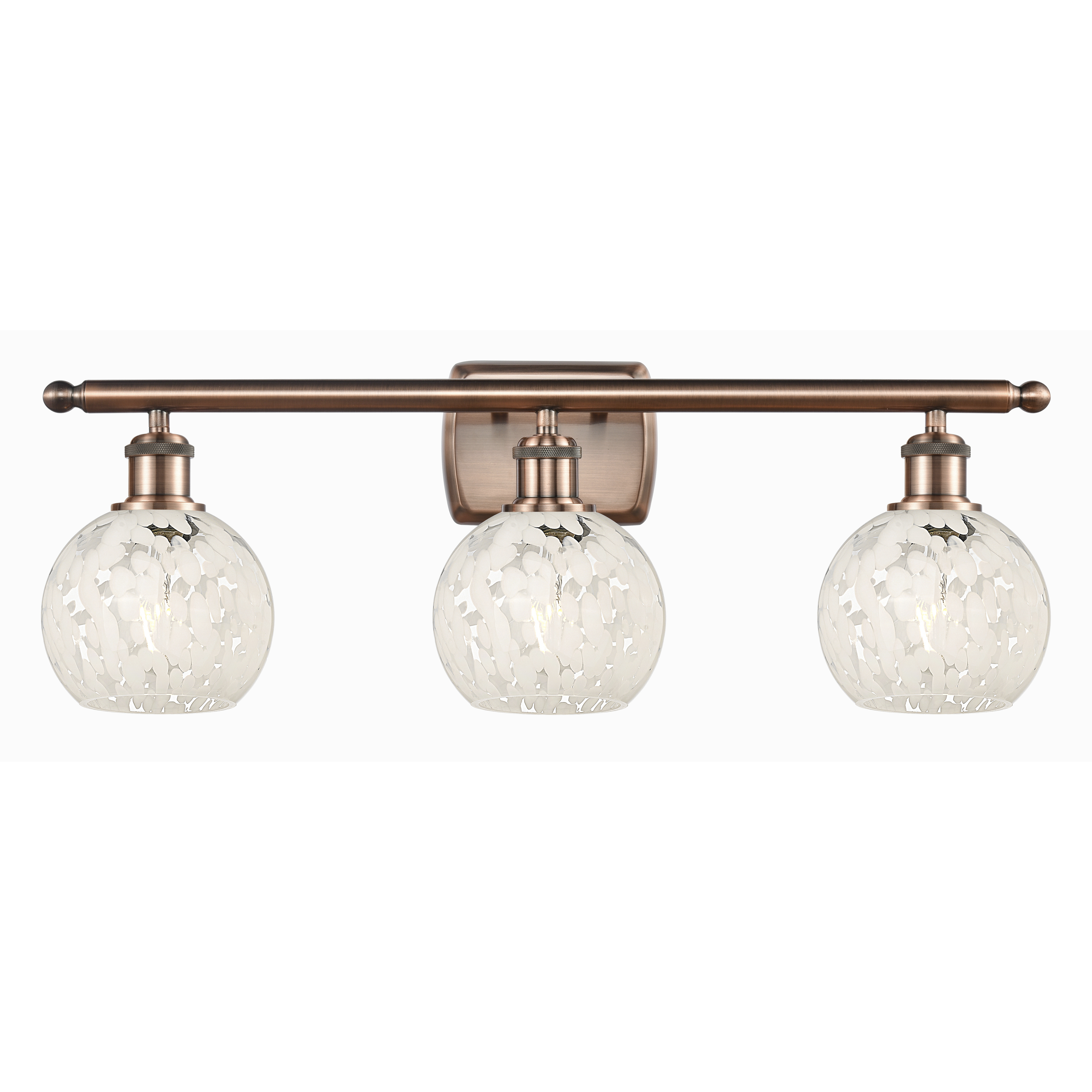 Ballston White Mouchette 3 Light 26 inch Antique Copper Bath Vanity Light Wall Light