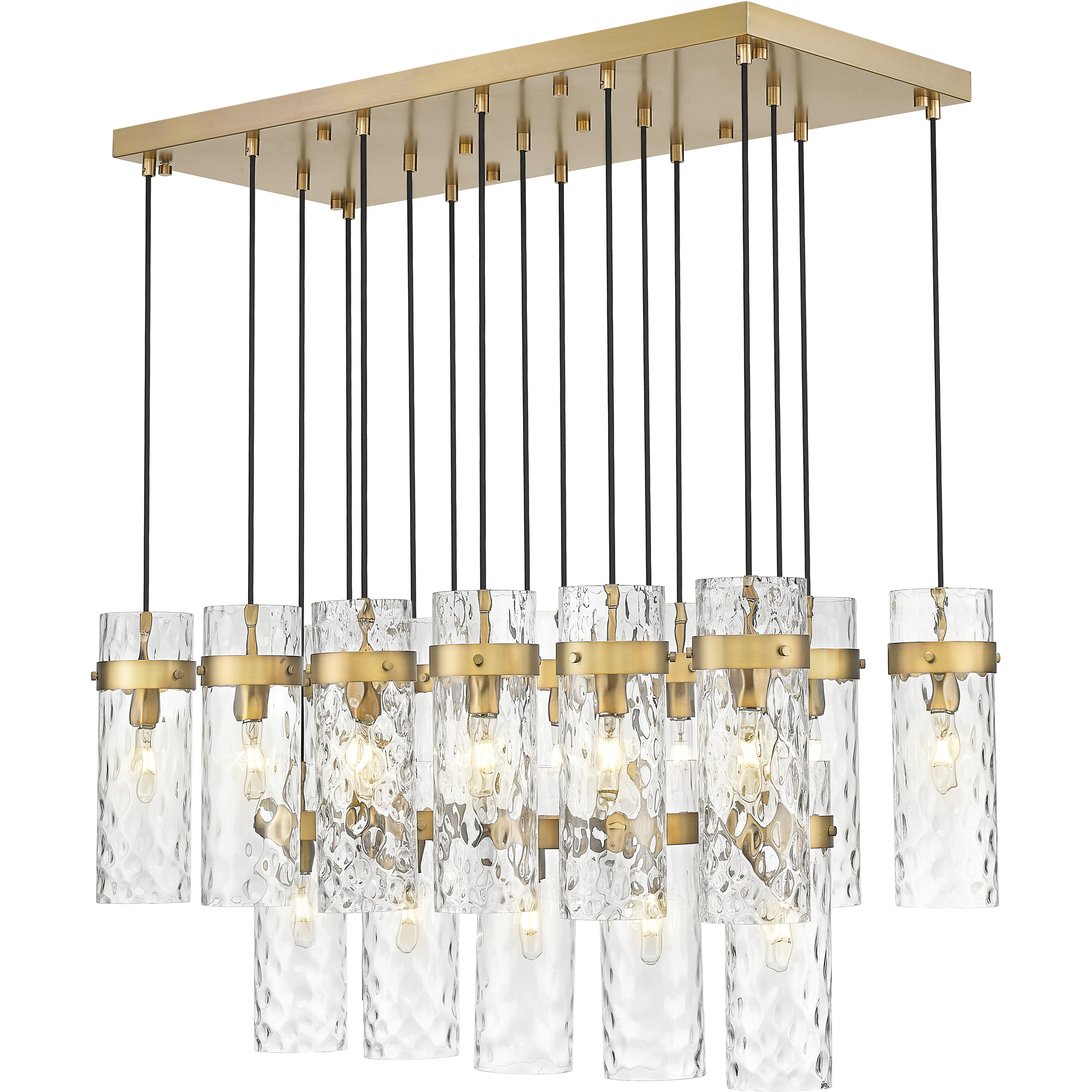 Fontaine 17 Light 44.25 inch Rubbed Brass Linear Chandelier Ceiling Light