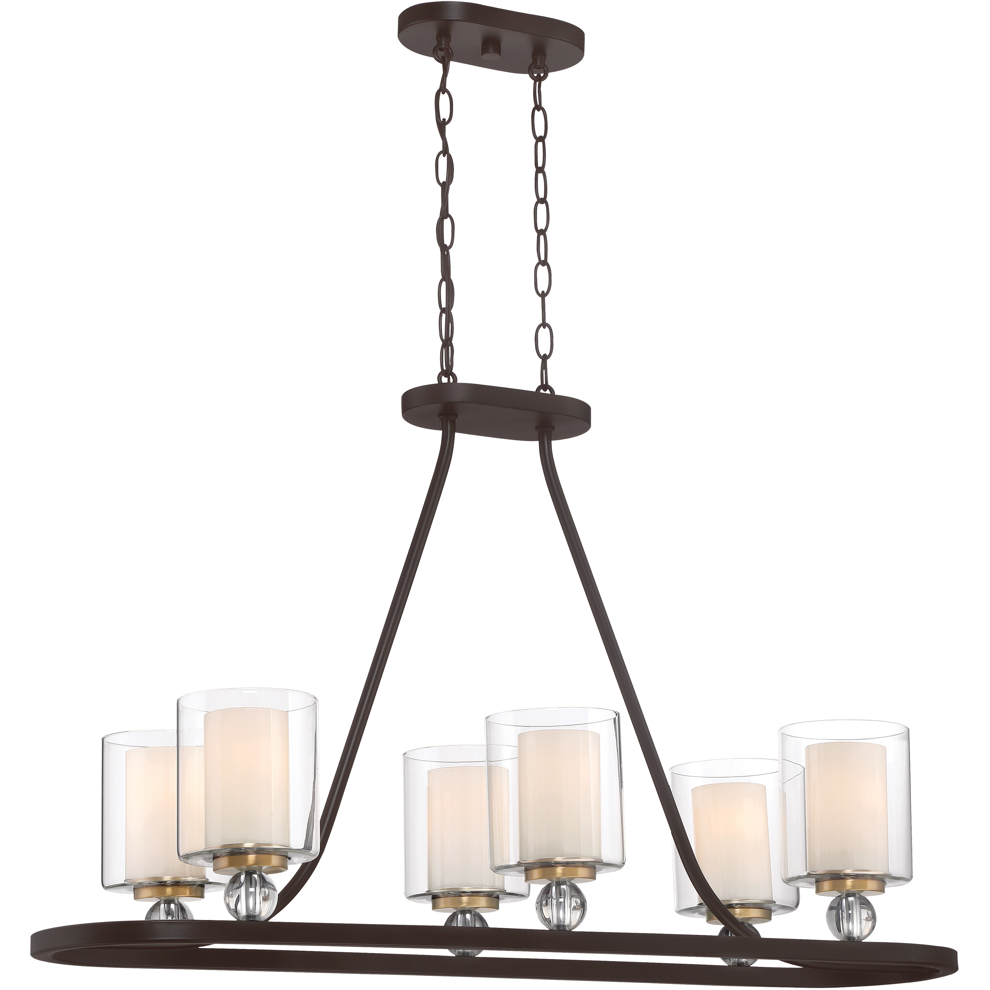Studio 5 6 Light 38 inch Painted Bronze/Natural Brush Island Light Ceiling Light