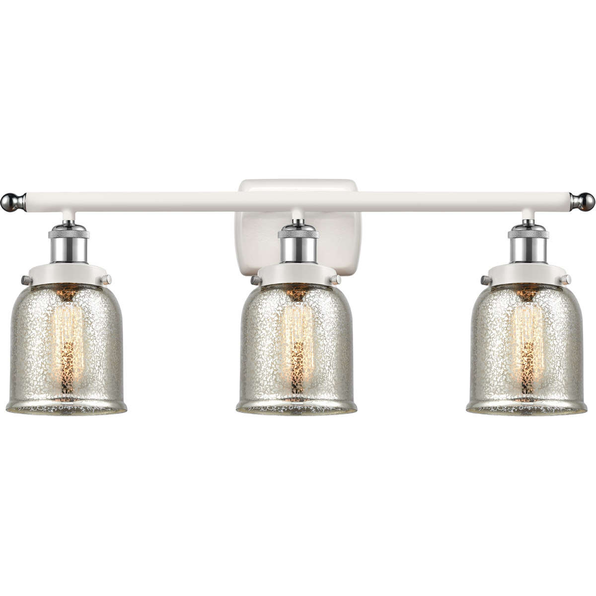 Ballston Bell LED 26 inch White and Polished Chrome Bath Vanity Light Wall Light in Silver Plated Mercury Glass