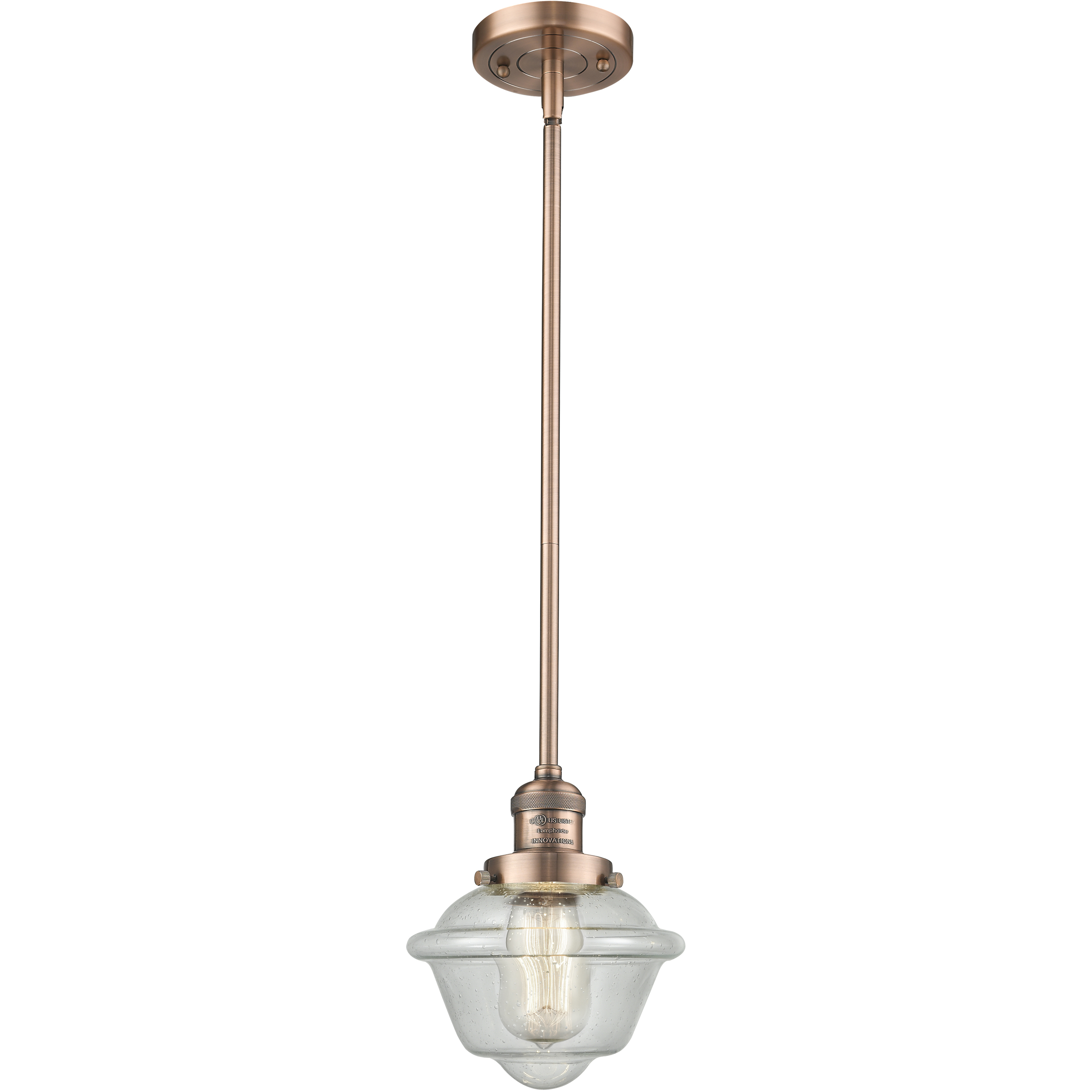 Franklin Restoration Oxford 1 Light 7.5 inch Antique Copper Mini Pendant Ceiling Light in Incandescent, Seedy, Franklin Restoration