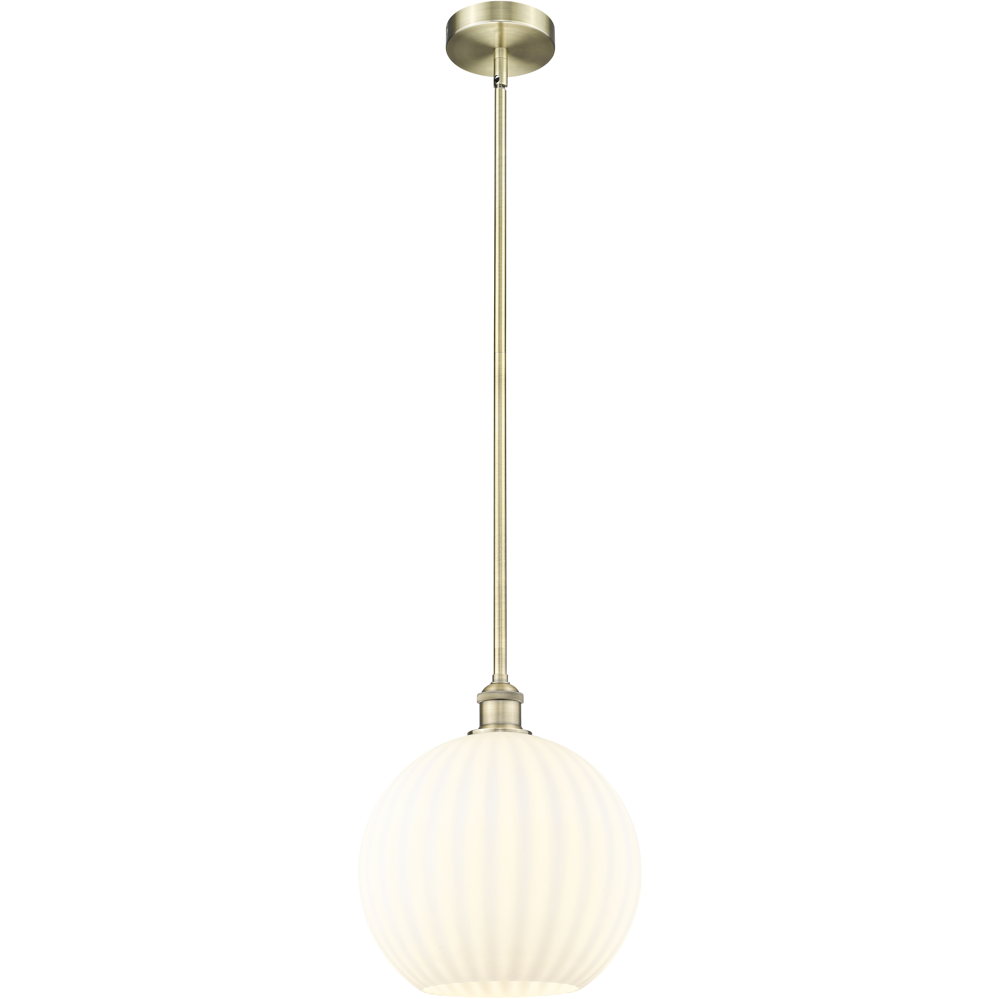 Edison White Venetian 1 Light 12 inch Antique Brass Stem Hung Pendant Ceiling Light