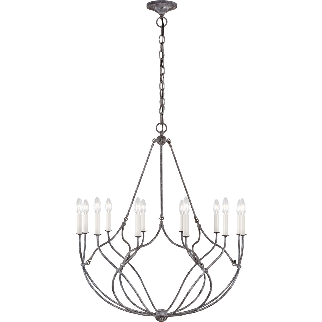 C&M by Chapman & Myers Richmond 12 Light 31.38 inch Weathered Galvanized Chandelier Ceiling Light