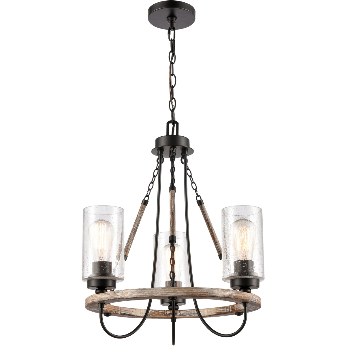 Paladin 3 Light 19.13 inch Matte Black Mini Chandelier Ceiling Light in Seedy Glass