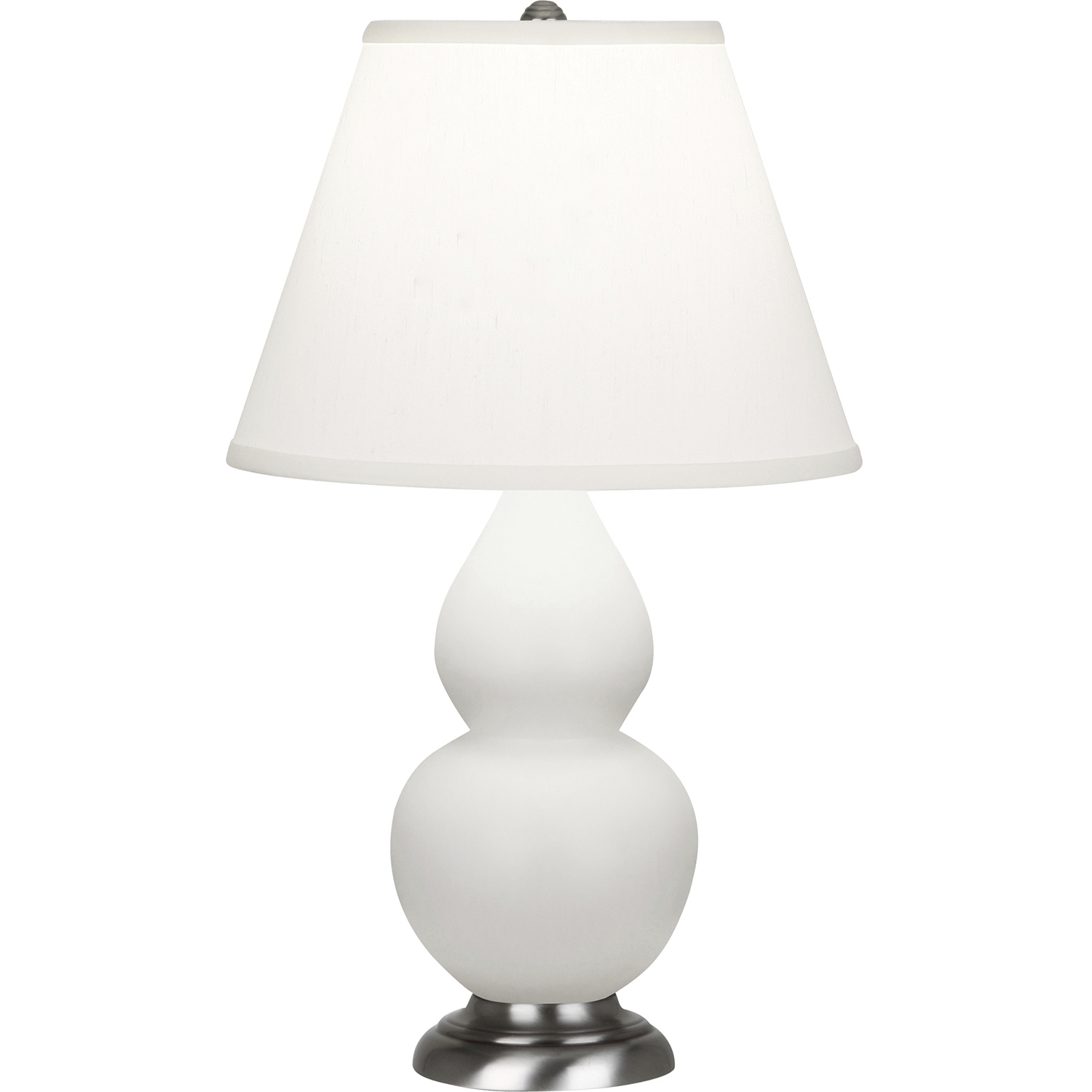 Small Double Gourd 22.75 inch 150 watt Matte Lily Glazed Ceramic with Antique Silver Accent Lamp Portable Light in Pearl Dupioni