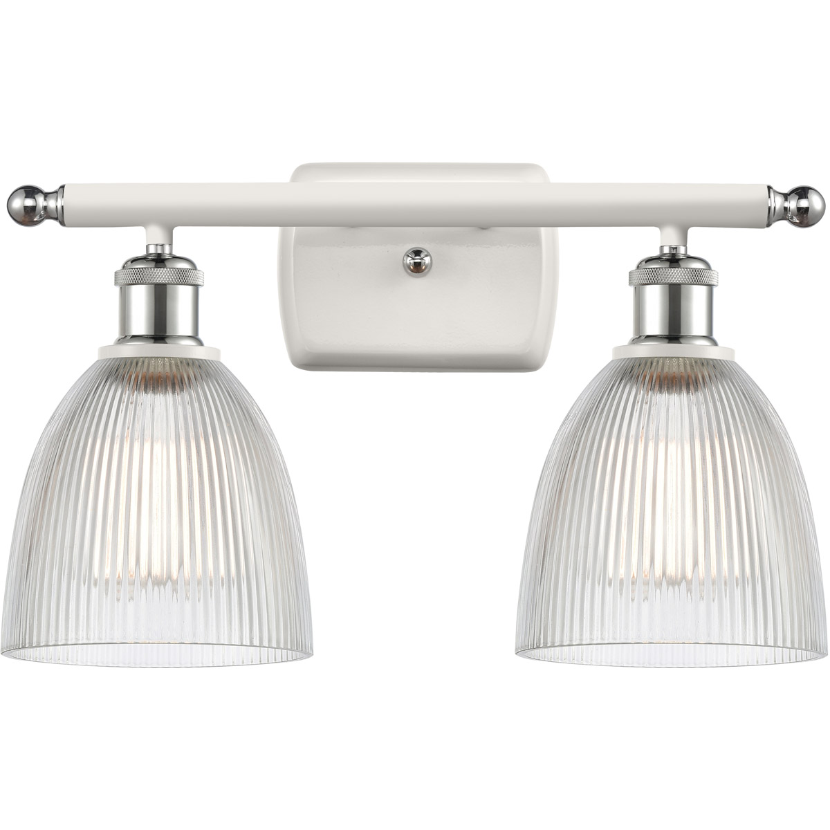 Ballston Castile 2 Light 16 inch White and Polished Chrome Bath Vanity Light Wall Light in Clear Glass, Ballston