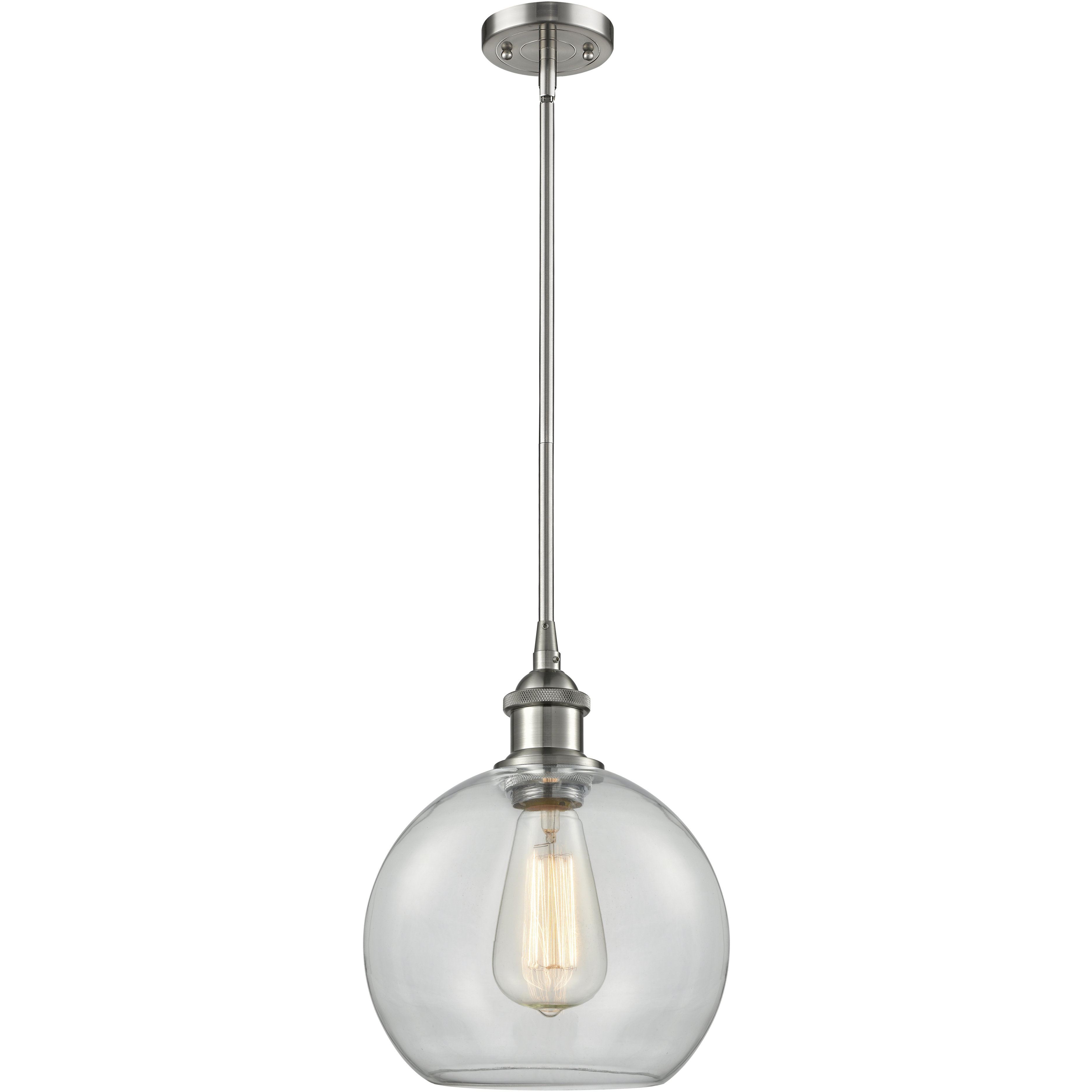 Ballston Athens 1 Light 8 inch Brushed Satin Nickel Pendant Ceiling Light in Clear Glass, Ballston