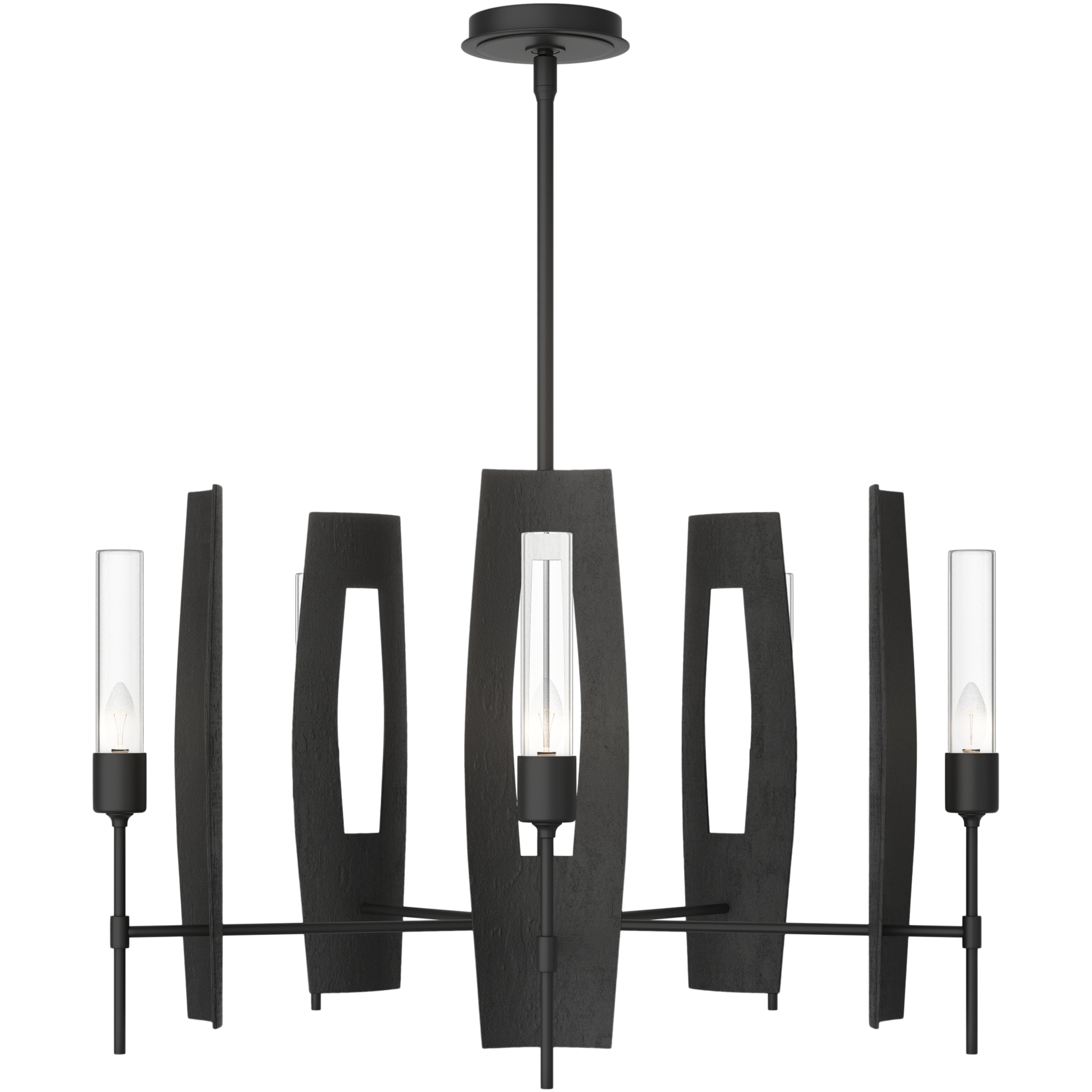 Passage 5 Light 30.3 inch Black Circular Pendant Ceiling Light in Clear
