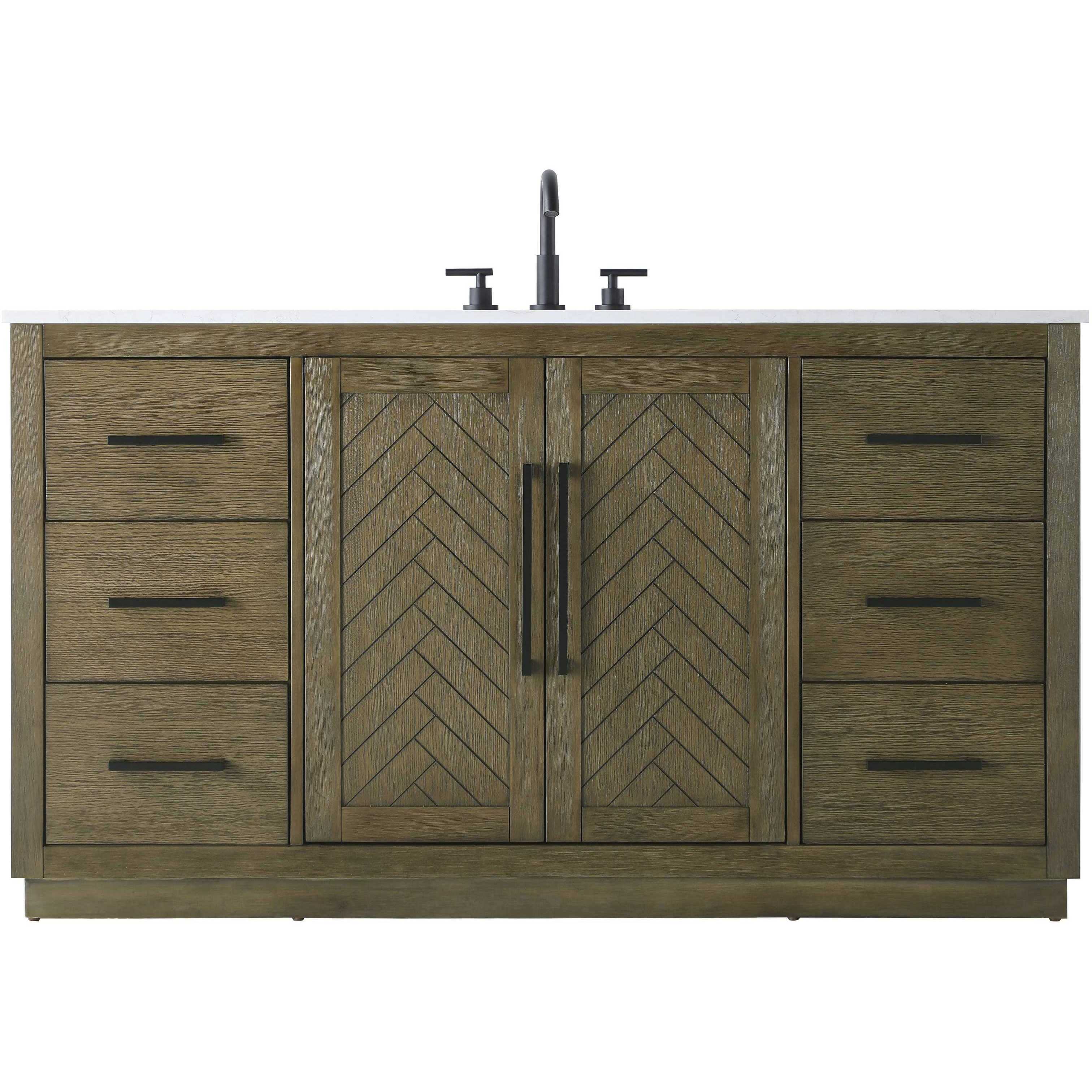Chase 60 X 34 inch Hazel Oak Bathroom Vanity Cabinet