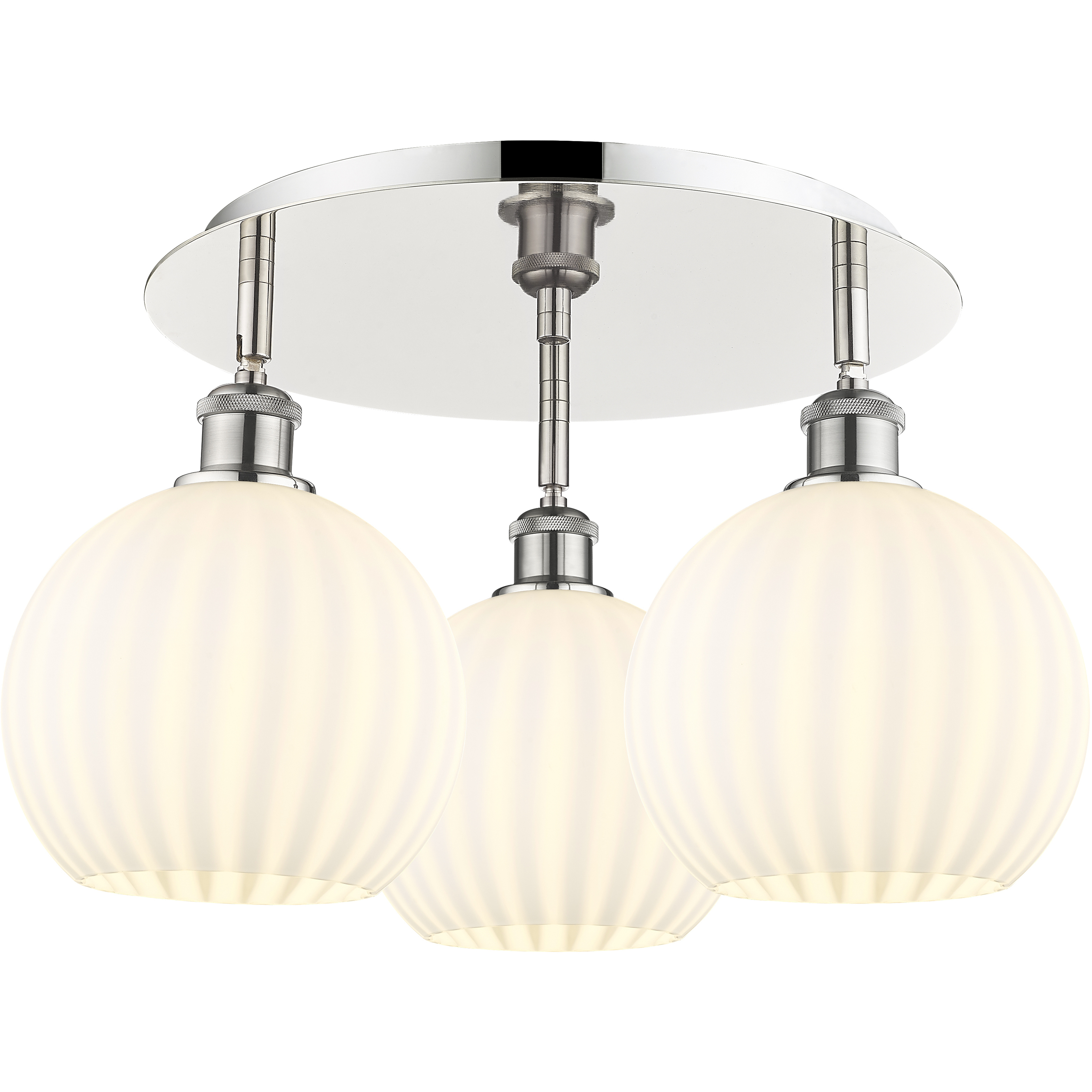 Ballston White Venetian 3 Light 19.75 inch Polished Nickel Flush Mount Ceiling Light