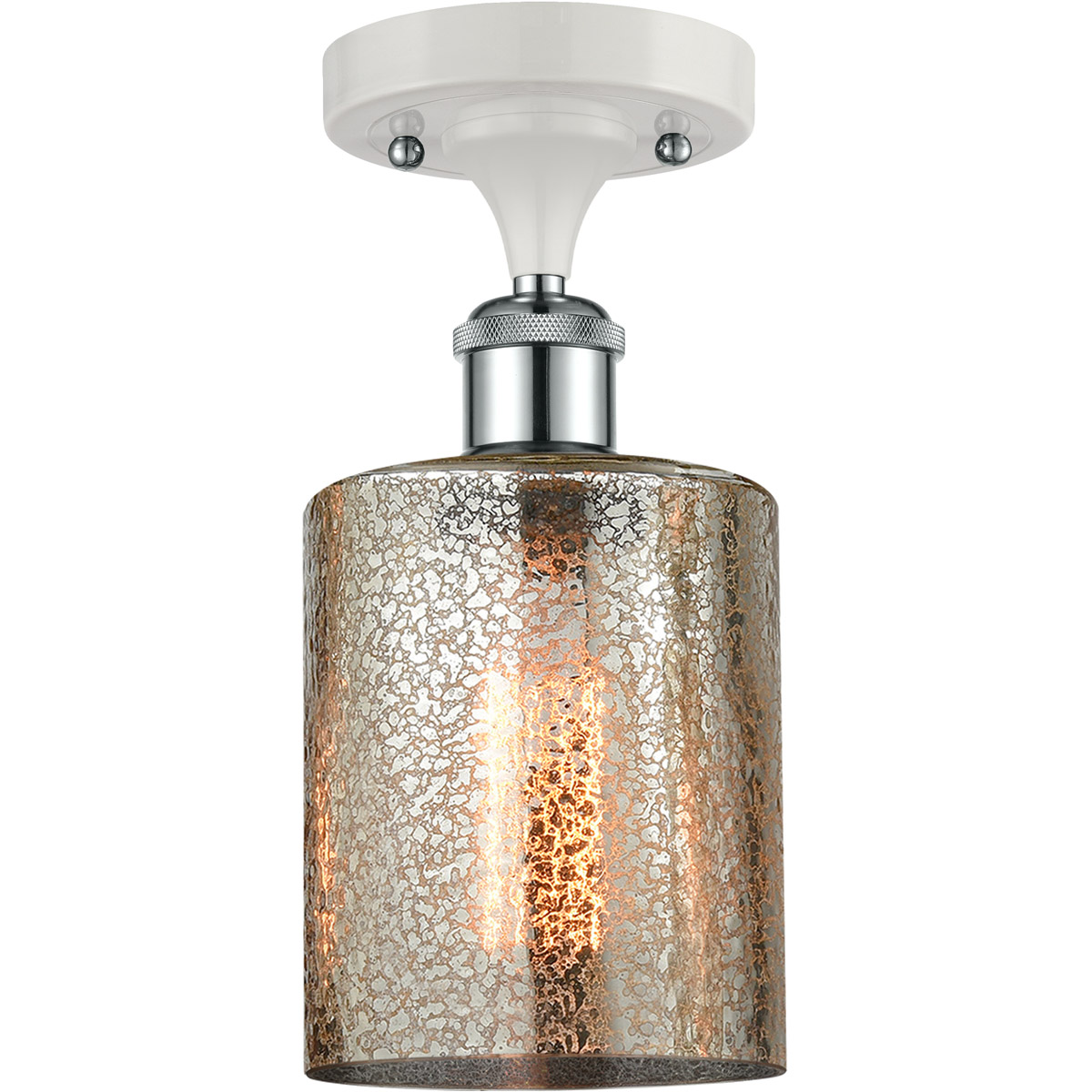 Ballston Cobbleskill 1 Light 5 inch White and Polished Chrome Semi-Flush Mount Ceiling Light in Mercury Glass, Ballston