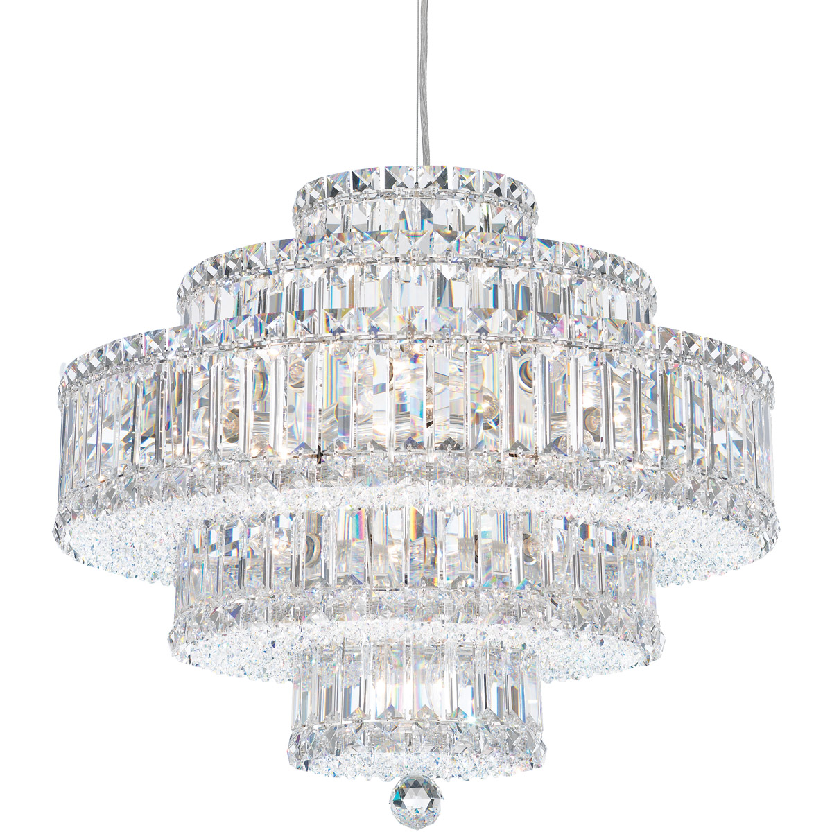 Plaza 22 Light Stainless Steel Pendant Ceiling Light in Optic, Adjustable Height