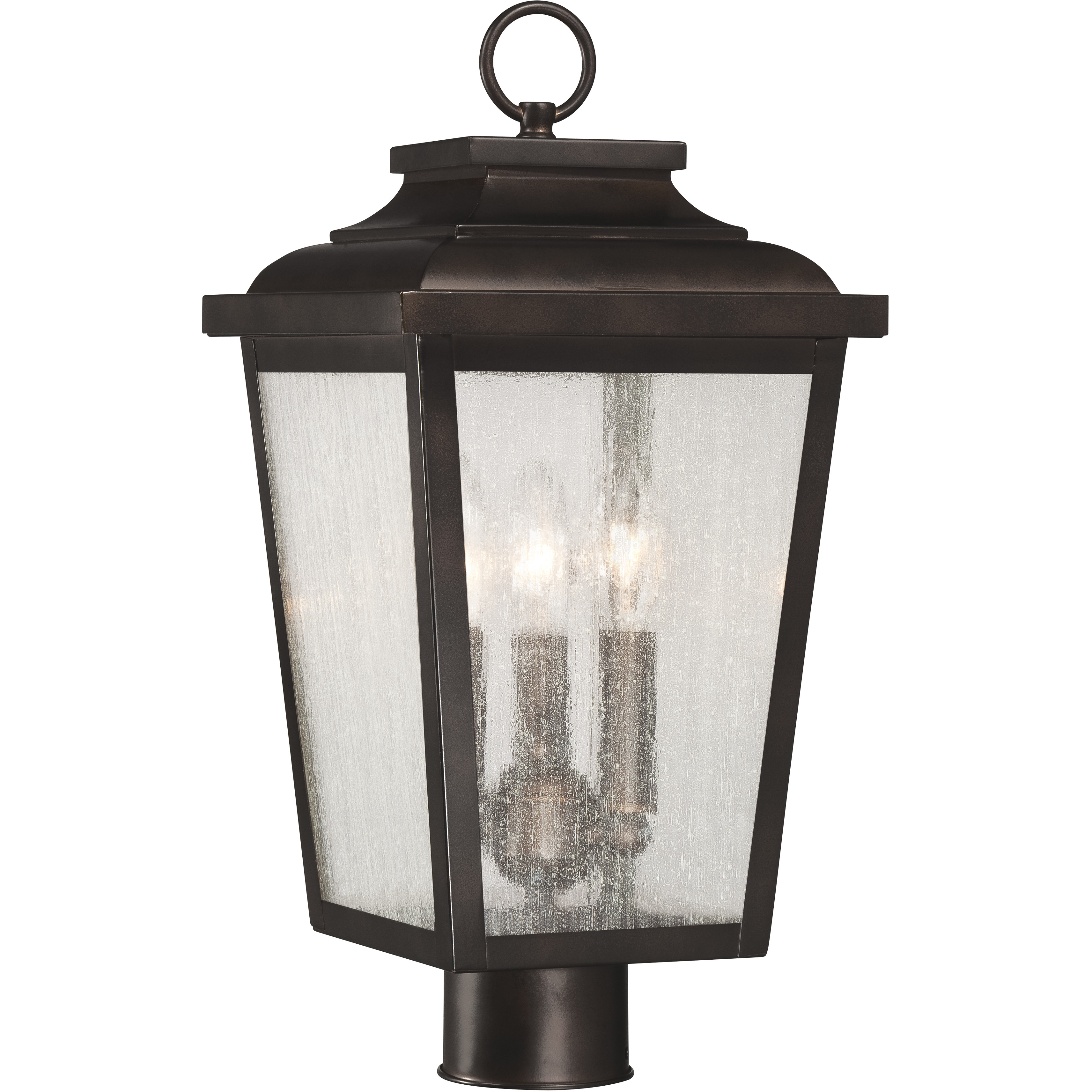 Irvington Manor 3 Light 18 inch Chelesa Bronze Outdoor Post Mount Lantern in Incandescent, Clear Seeded Glass, The Great Outdoors