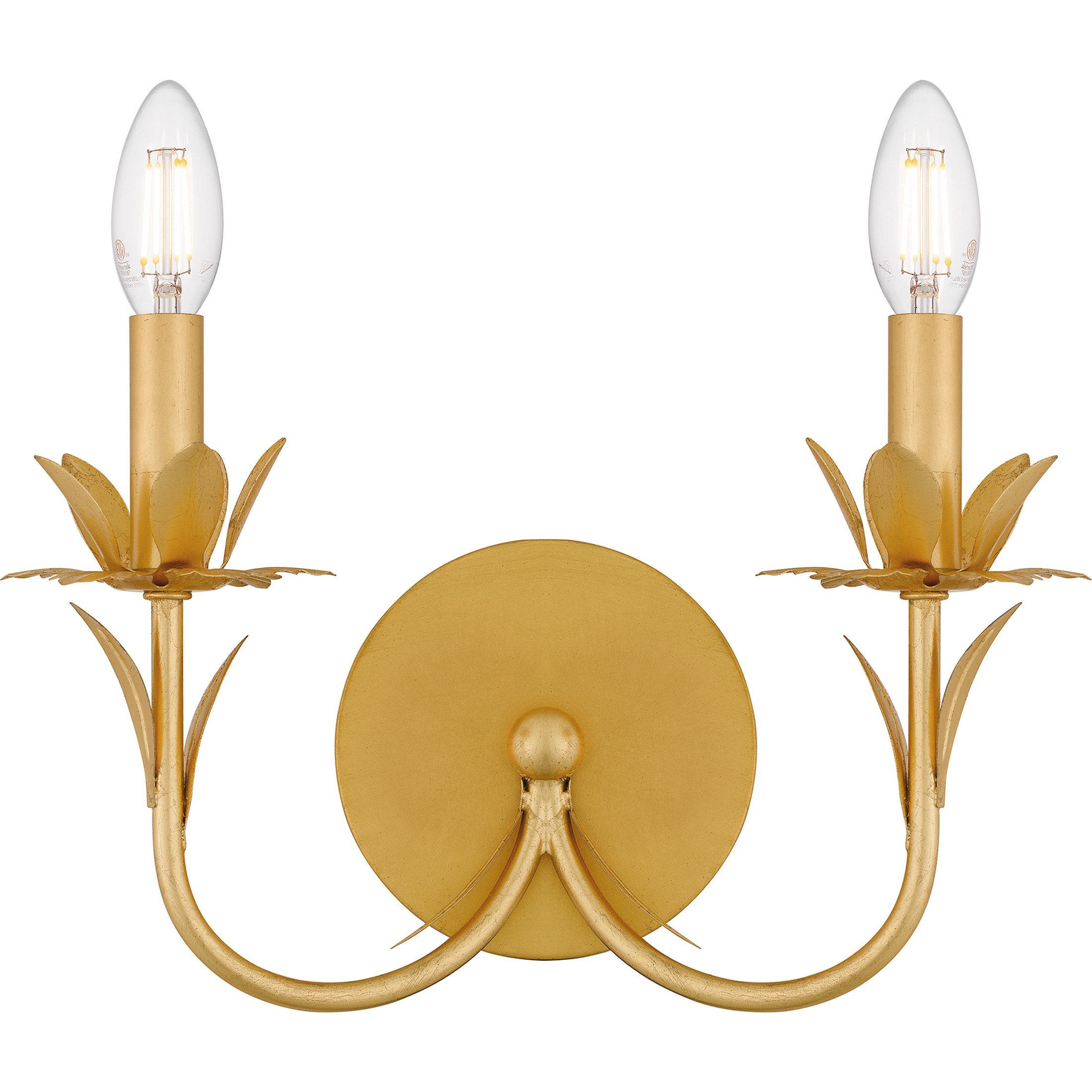 Maria 2 Light 12 inch Gold Leaf Wall Sconce Wall Light, Small