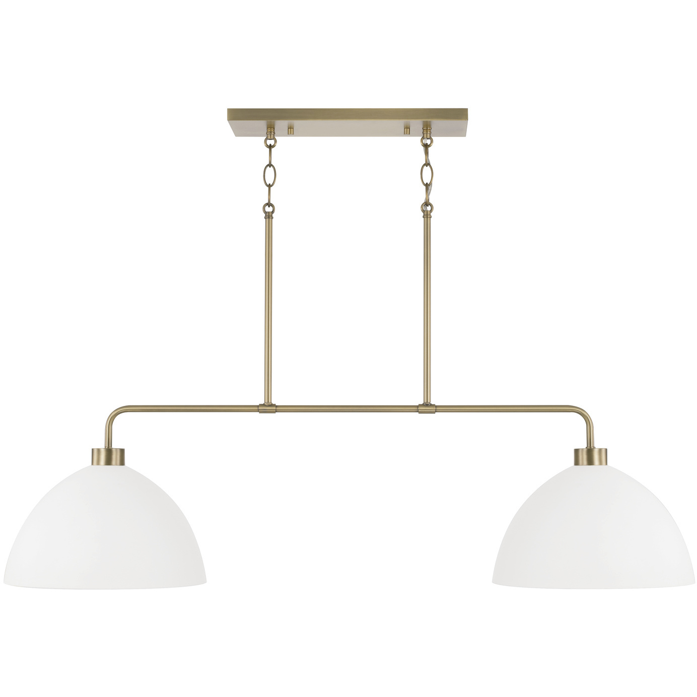 Ross 2 Light 44 inch Aged Brass Linear Chandelier Ceiling Light in Matte White