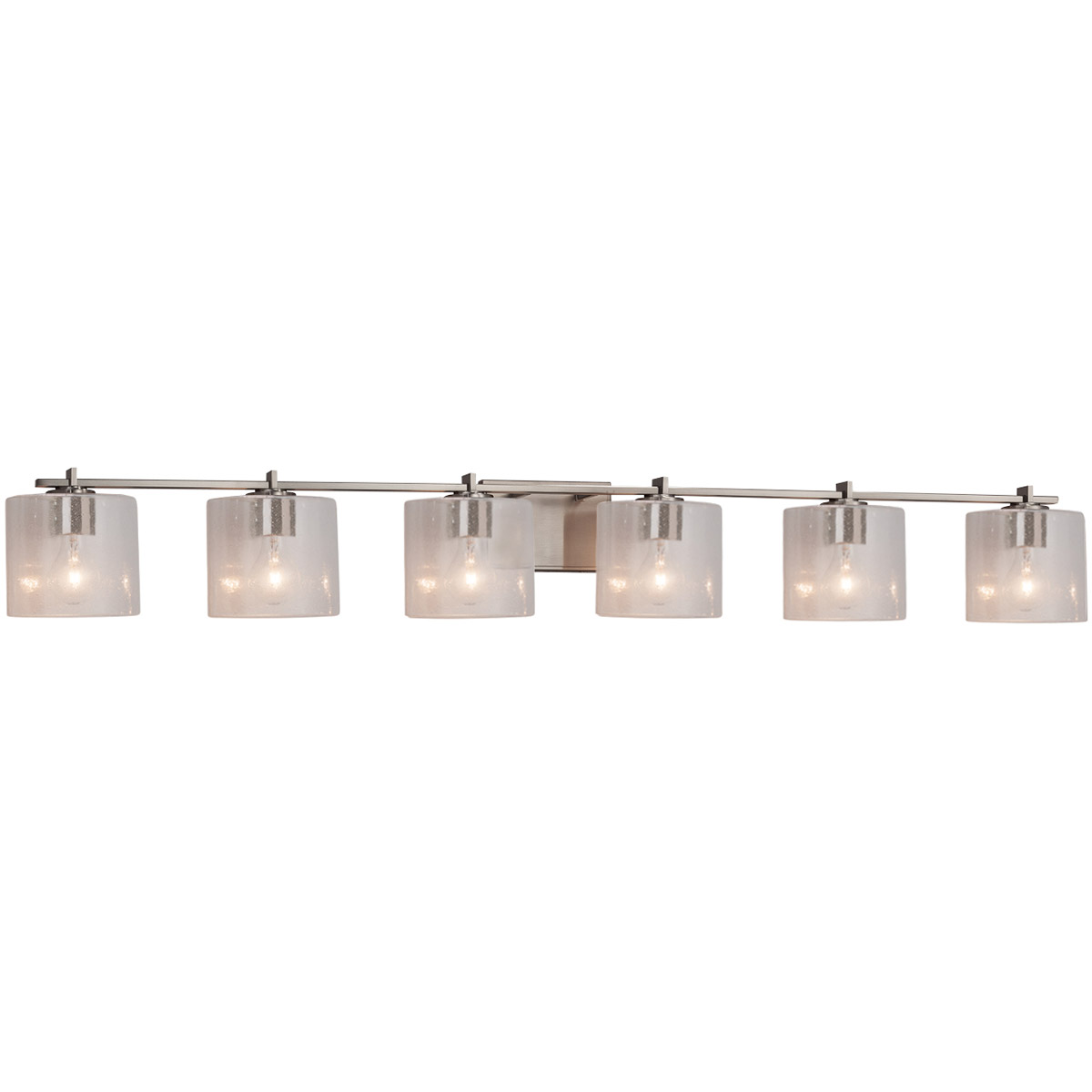 Fusion 6 Light 56.5 inch Brushed Nickel Bath Bar Wall Light in Oval, Incandescent, Seeded Fusion