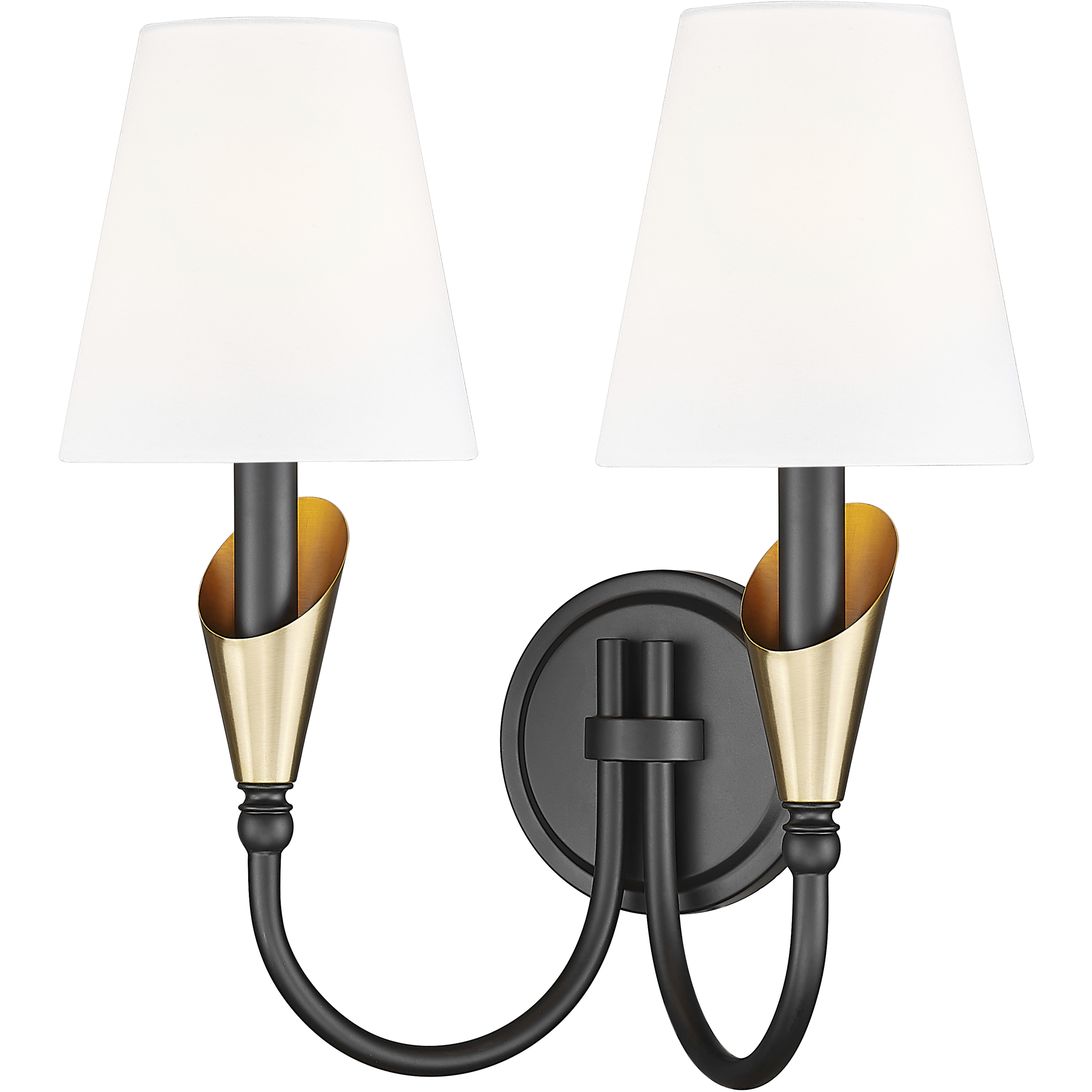 Claudelle Wall Sconce Wall Light in Matte Black and Modern Gold