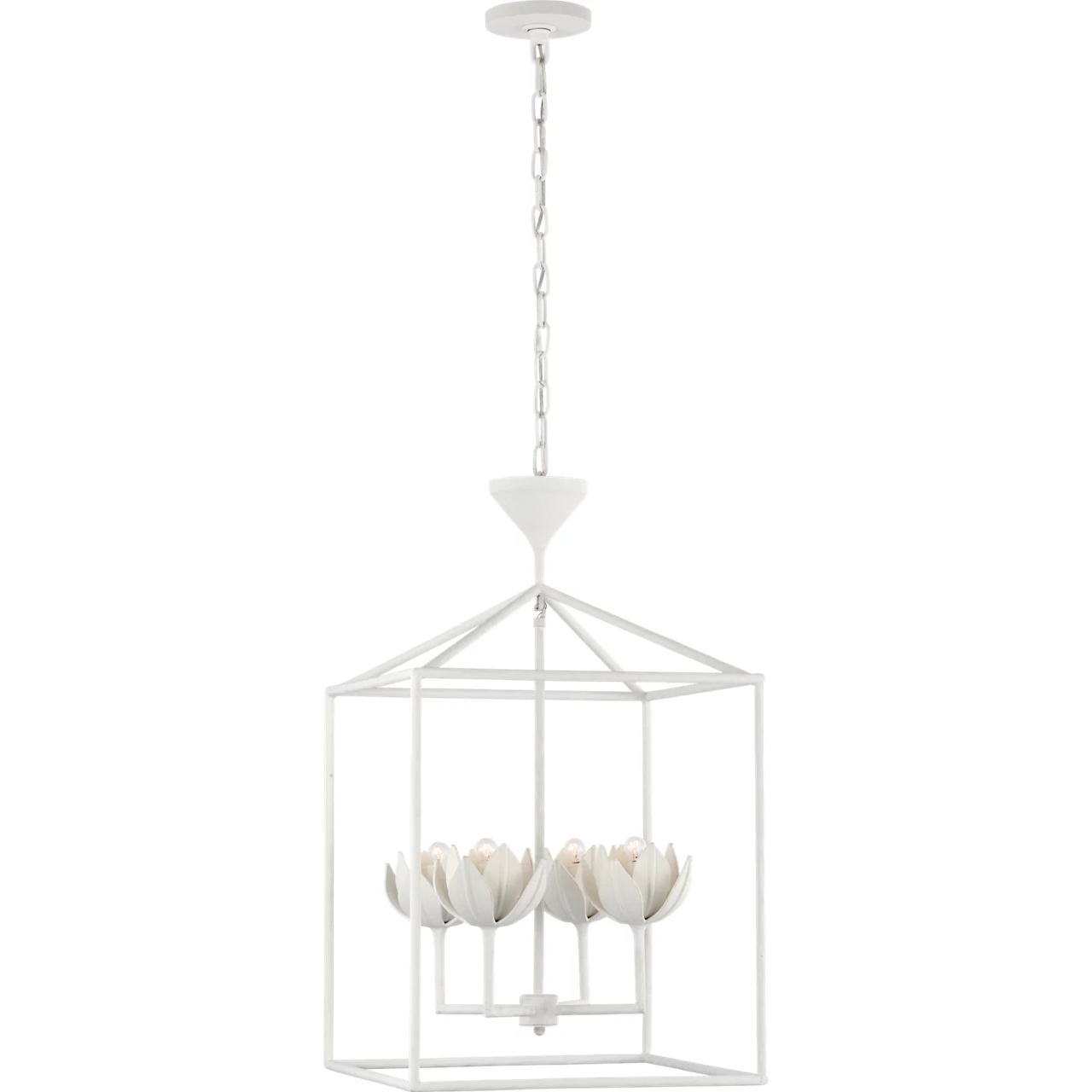 Julie Neill Alberto LED 18 inch Plaster White Open Cage Lantern Ceiling Light, Medium