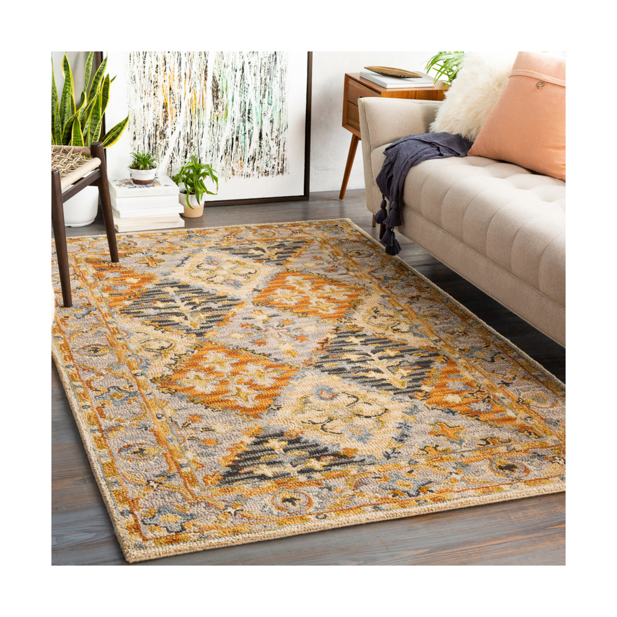 Artemis 72 X 48 inch Burnt Orange/Camel/Charcoal/Denim/Olive Rugs