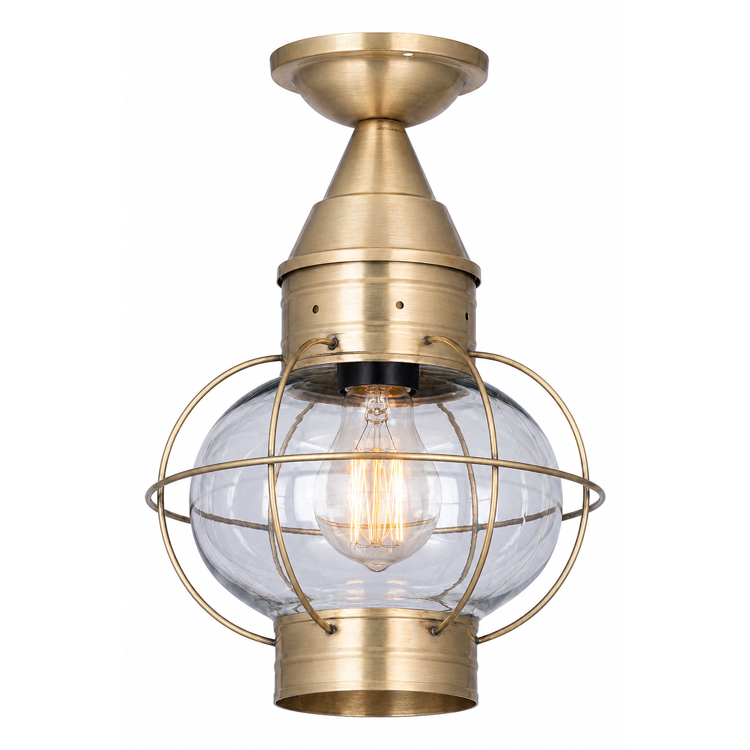Ellington 1 Light 9 inch Antique Brass Outdoor Semi Flush in Clear Glass, Brass Traditions by Innovations Lighting