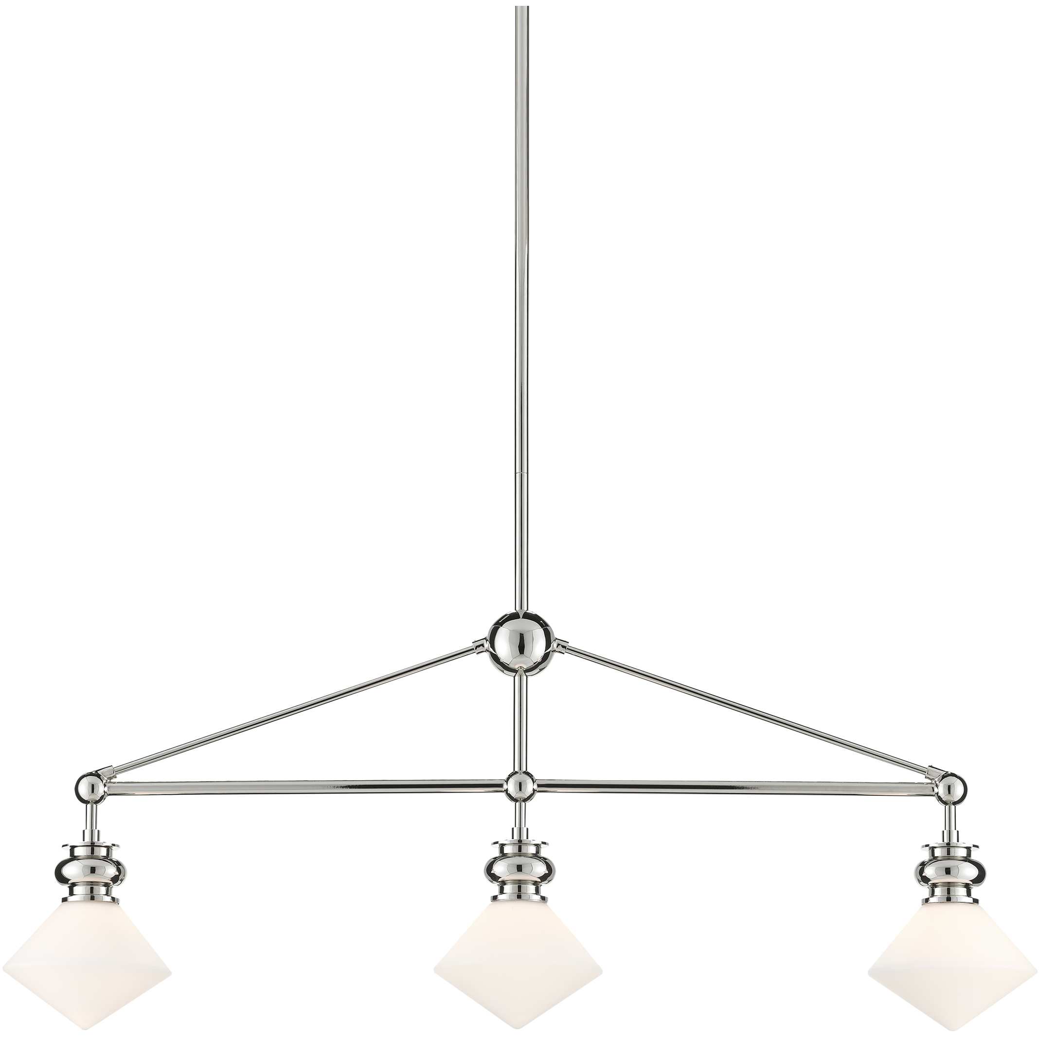 Rycroft 3 Light 43 inch Polished Nickel/White Linear Chandelier Ceiling Light, Rectangular