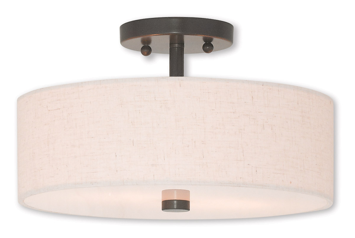 Meridian 2 Light 13 inch English Bronze Semi-Flush Mount Ceiling Light
