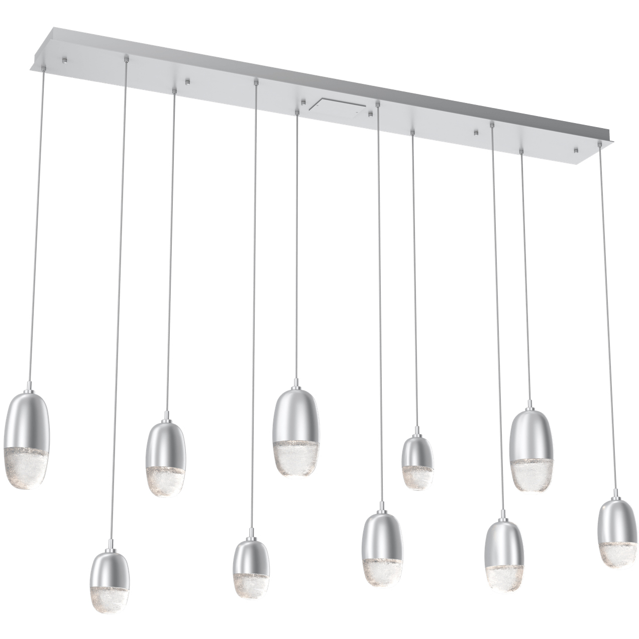 Pebble LED Classic Silver Linear Pendant Ceiling Light in 2700K LED, Multiport