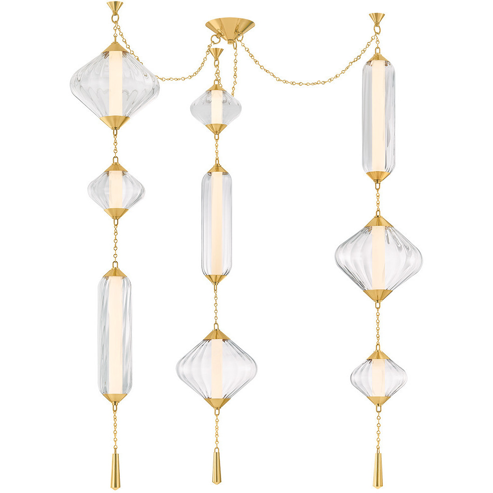 Fiorello LED 55.75 inch Vintage Polished Brass Chandelier Ceiling Light
