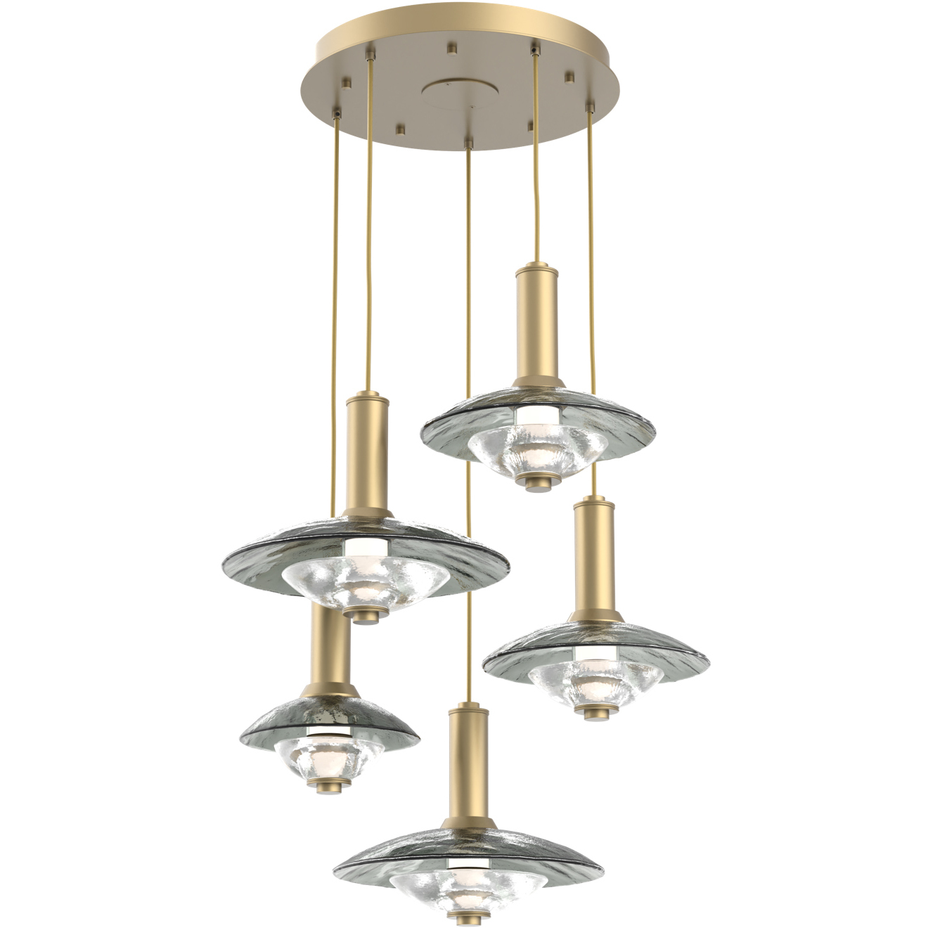 Cirrus LED 30 inch Gilded Brass Multi-Pendant Ceiling Light in Smoke Granite