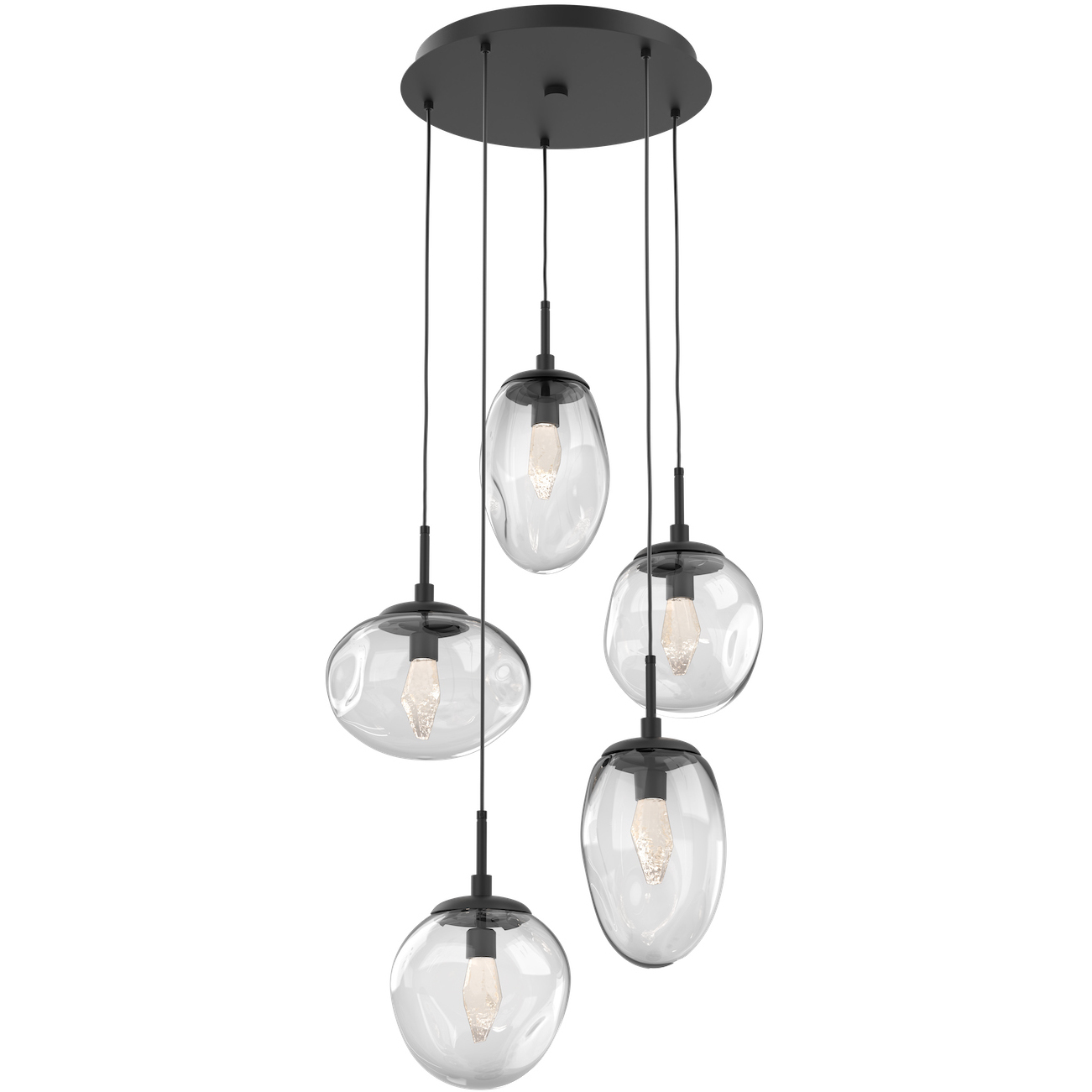 Cosmos LED LED 24.4 inch Matte Black Chandelier Ceiling Light in Clear Geo Inner with Clear Cosmos Outer, 2700K LED, Round Multi-Port